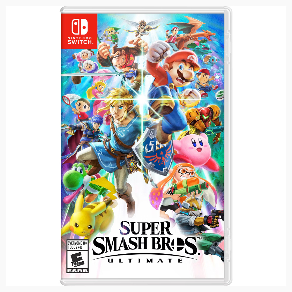 Super Smash Bros. Ultimate's case on a plain white background.