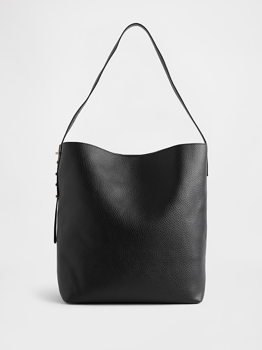 Vegan Leather Bucket Tote Bag