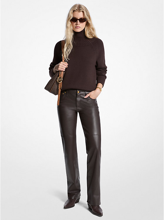 Straight-Leg Leather Pants