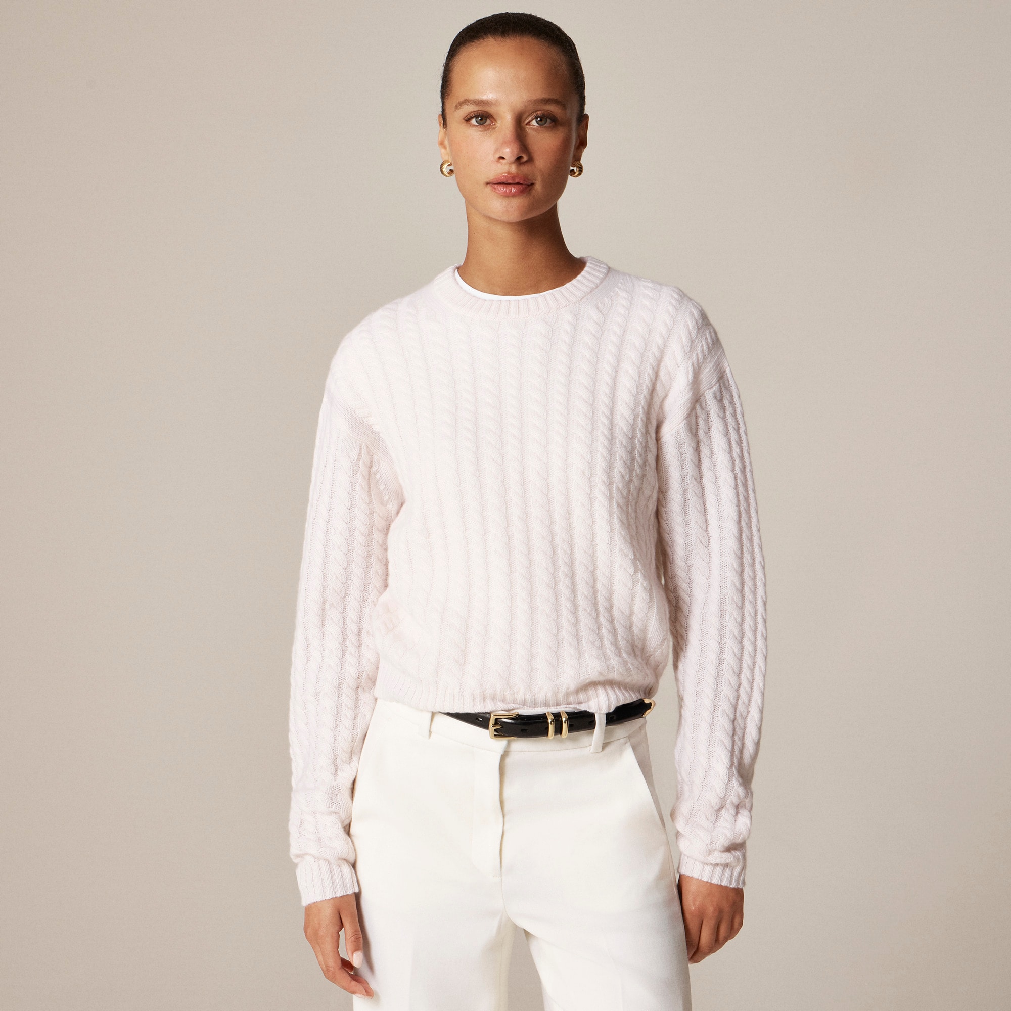 Perfect Cashmere Cable-Knit Crewneck Sweater