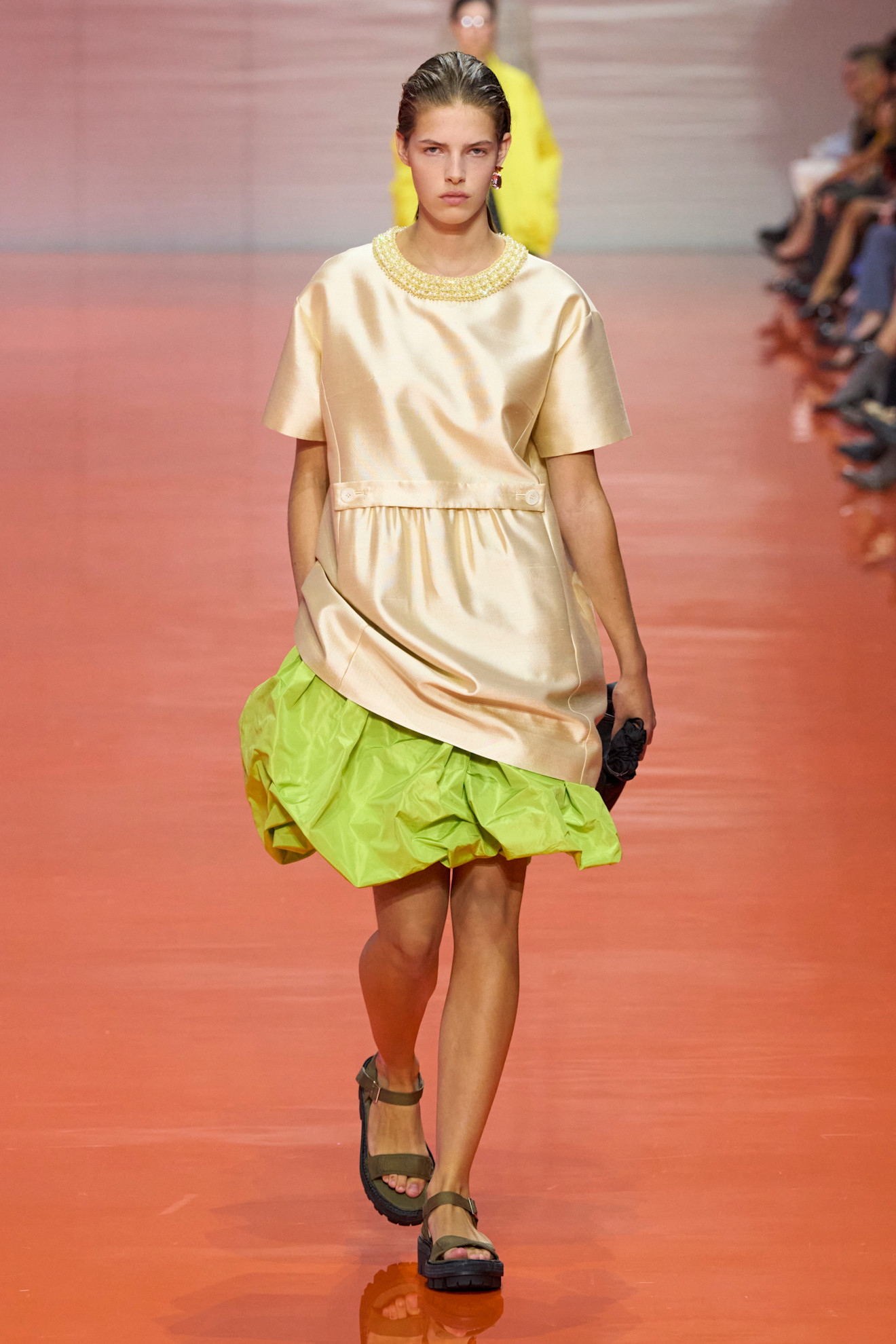 Prada S/S 26 runway, acid green color trend