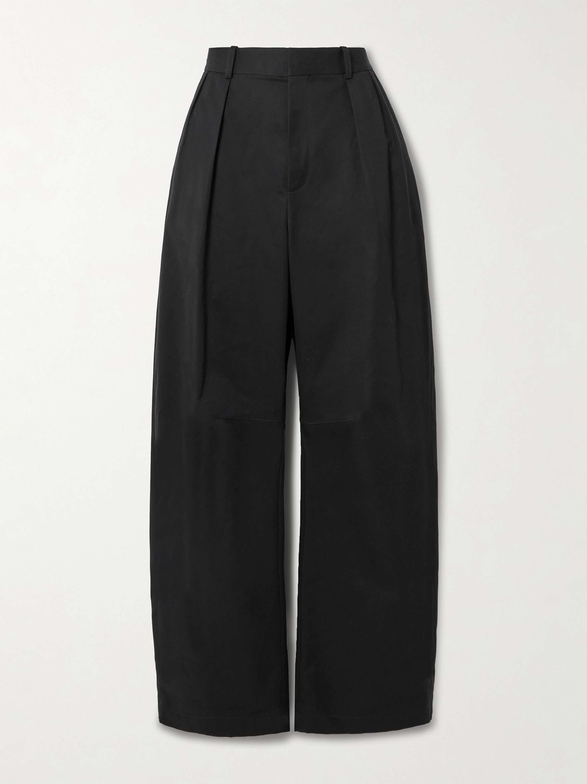 Pleated Cotton and Silk-Blend Gabardine Barrel-Leg Pants