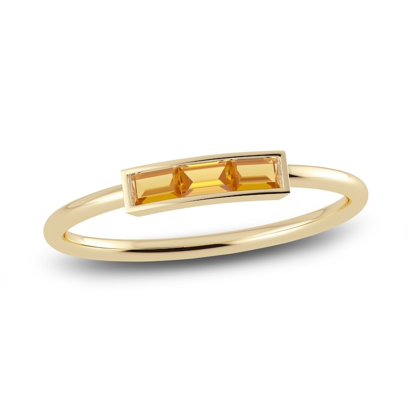 jared, Juliette Maison Natural Citrine Baguette Bar Ring 10k Yellow Gold