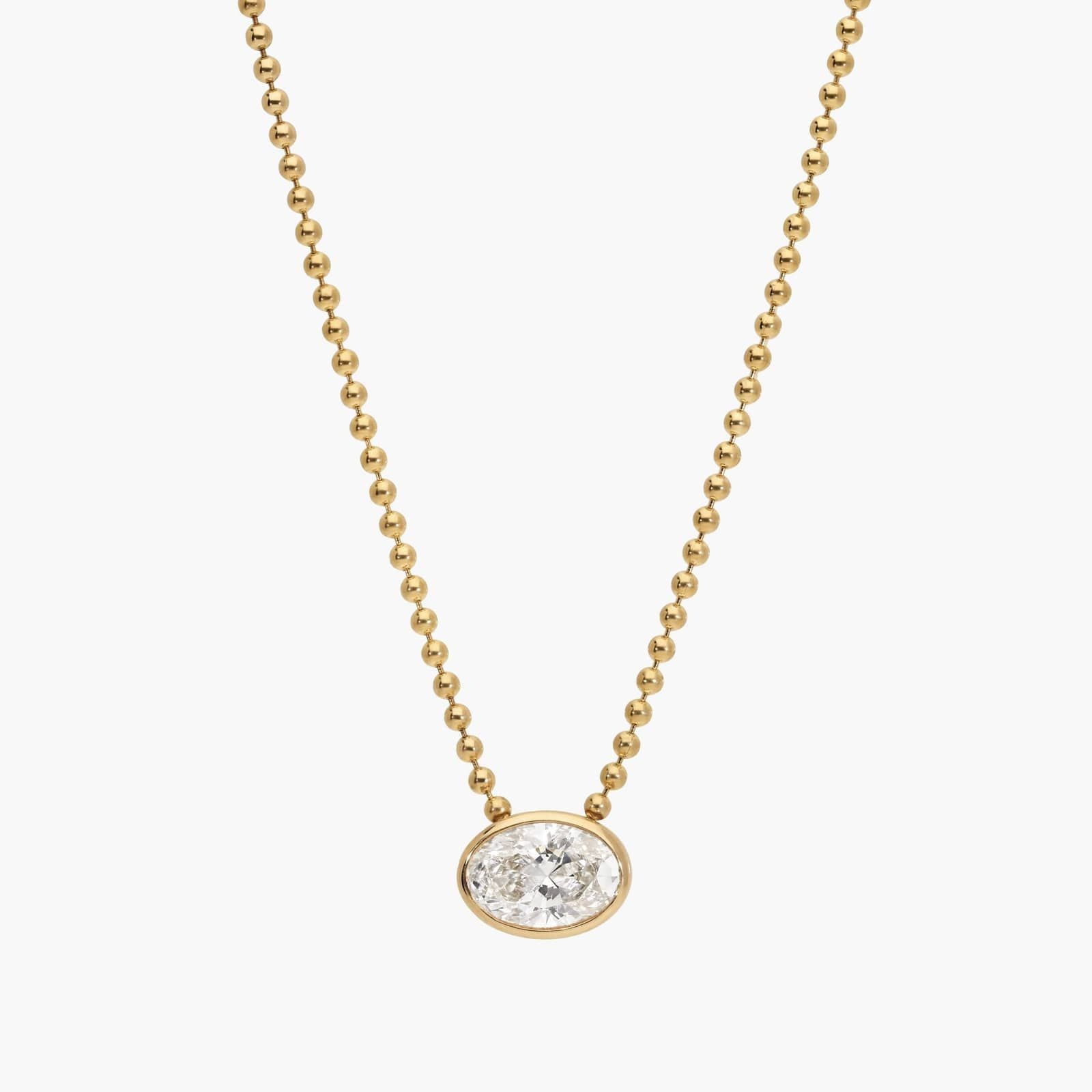 James Allen, East-West Bezel Solitaire Bead Chain Necklace With 1 CTW Oval Cut Lab-Grown Diamond