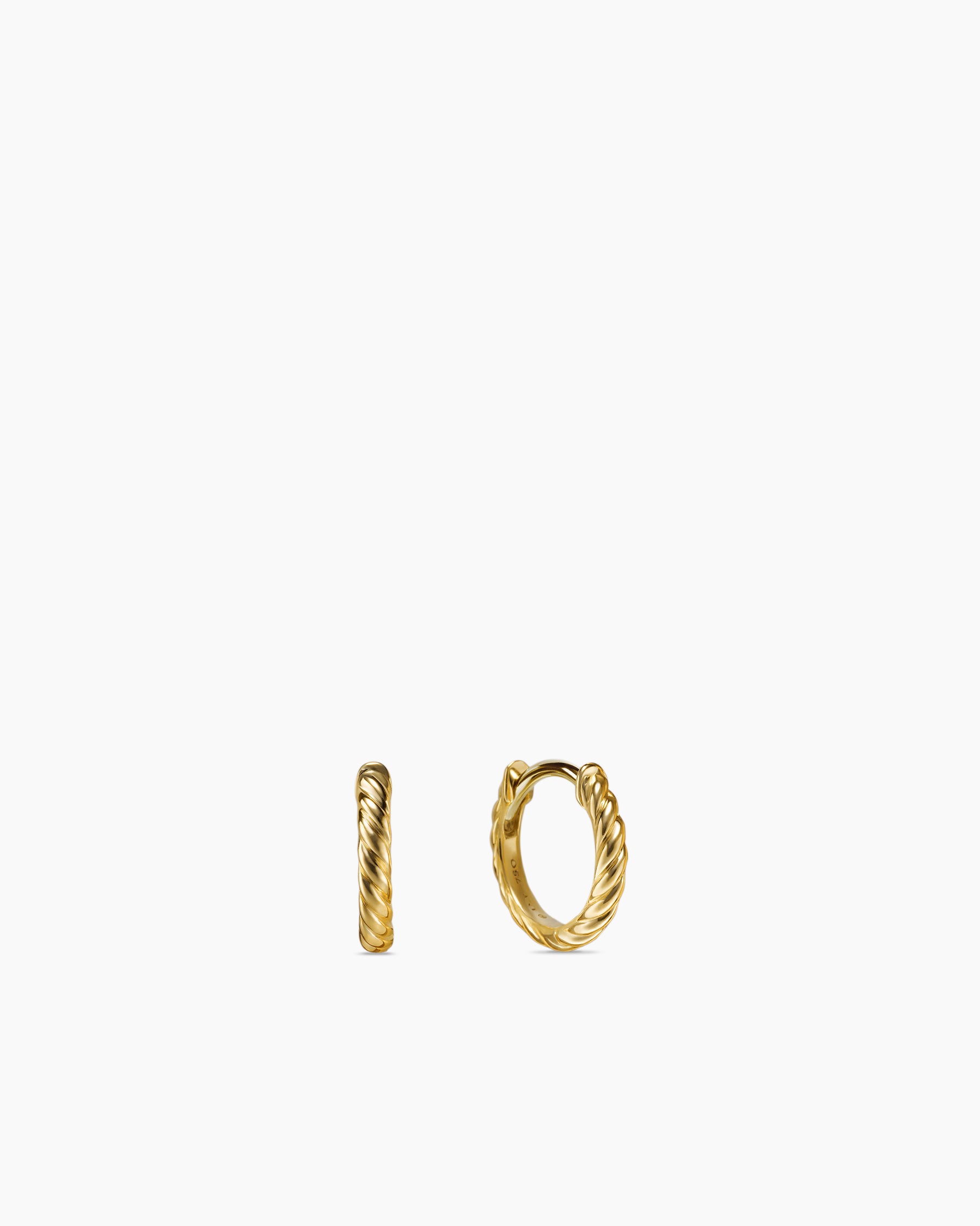 Sculpted Cable Micro Huggie Hoop Earrings in 18k Yellow Gold, 10.7mm
