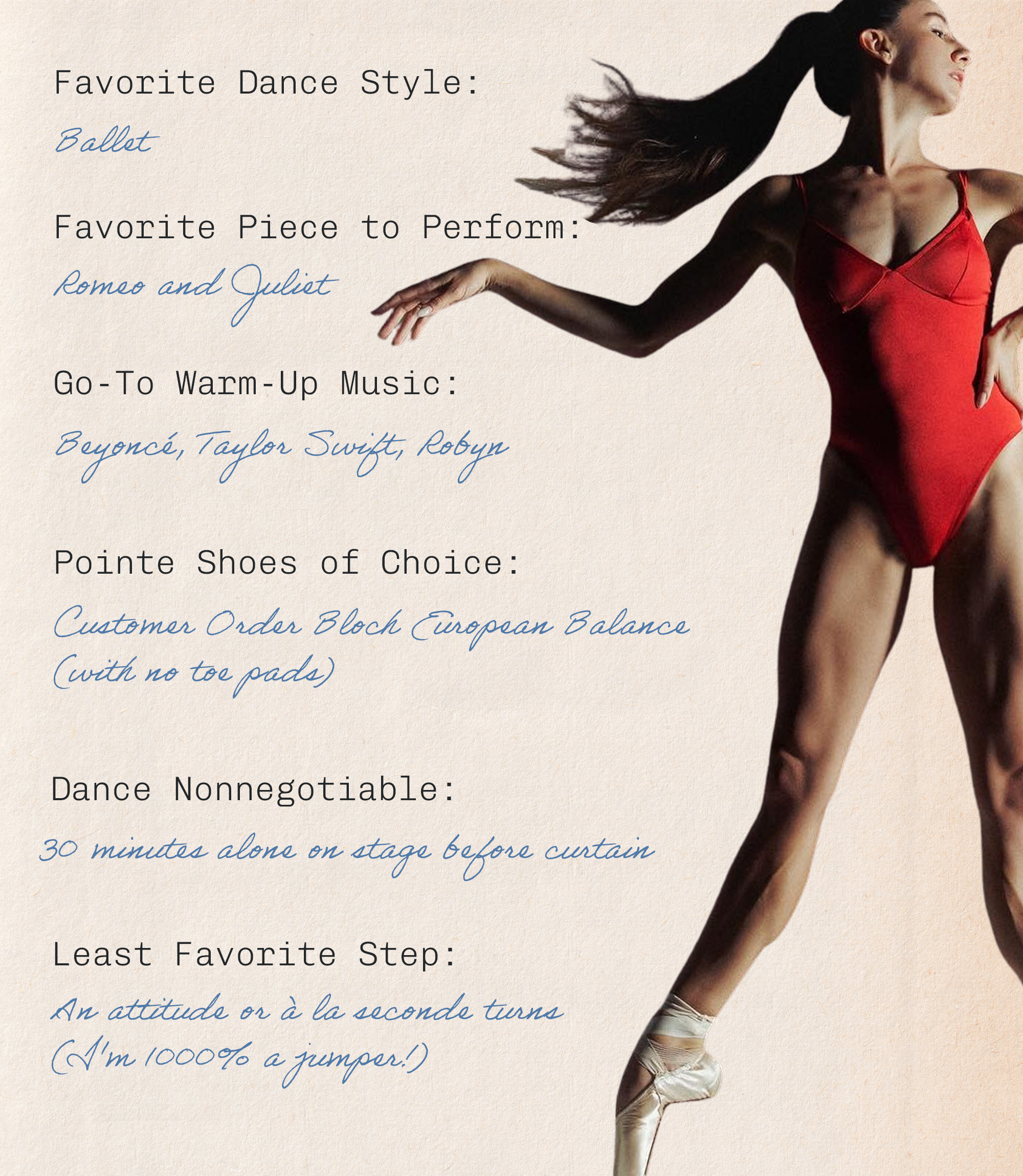 American Ballet Theatre&#039;s Isabella Boylston posing in a red leotard