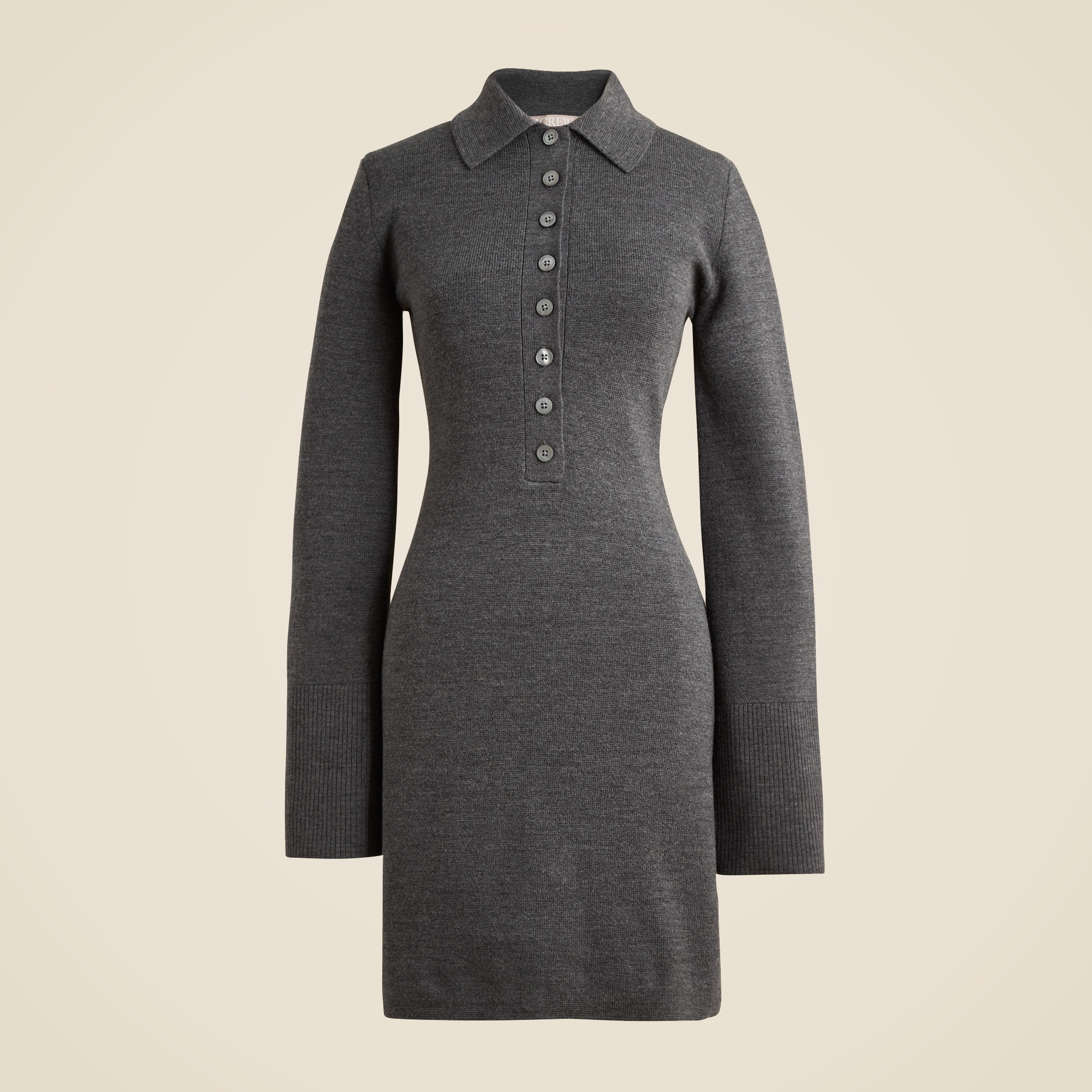 Bell-Sleeve Mini Sweater-Dress in Merino Wool