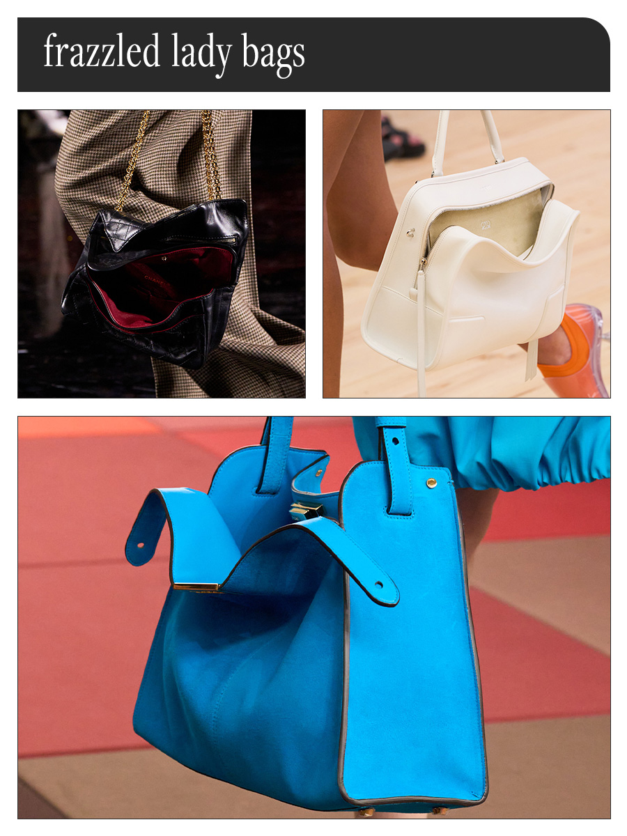 Collage of runway handbag trends
