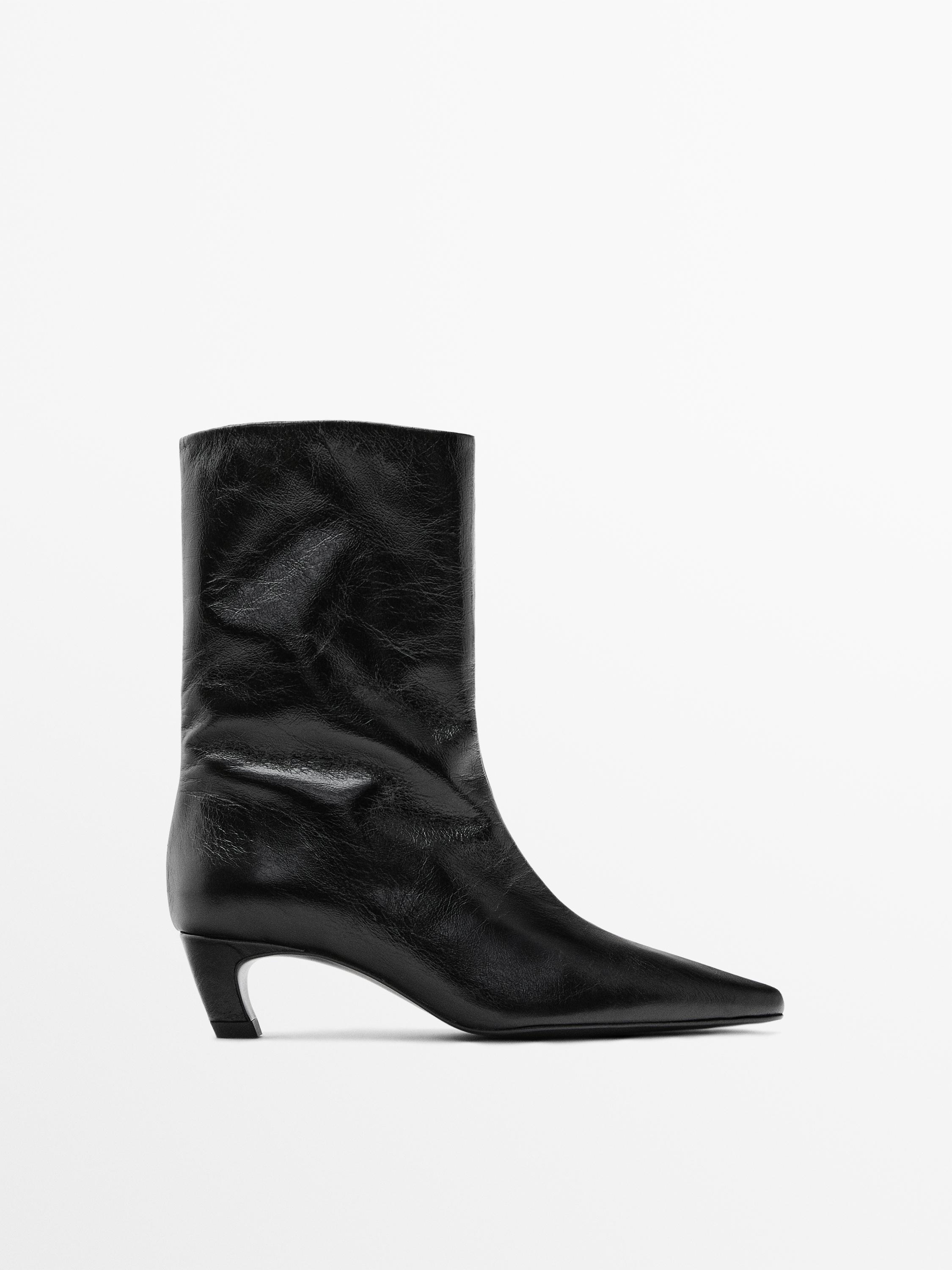 Massimo Dutti, Leather High Heel Ankle Boots