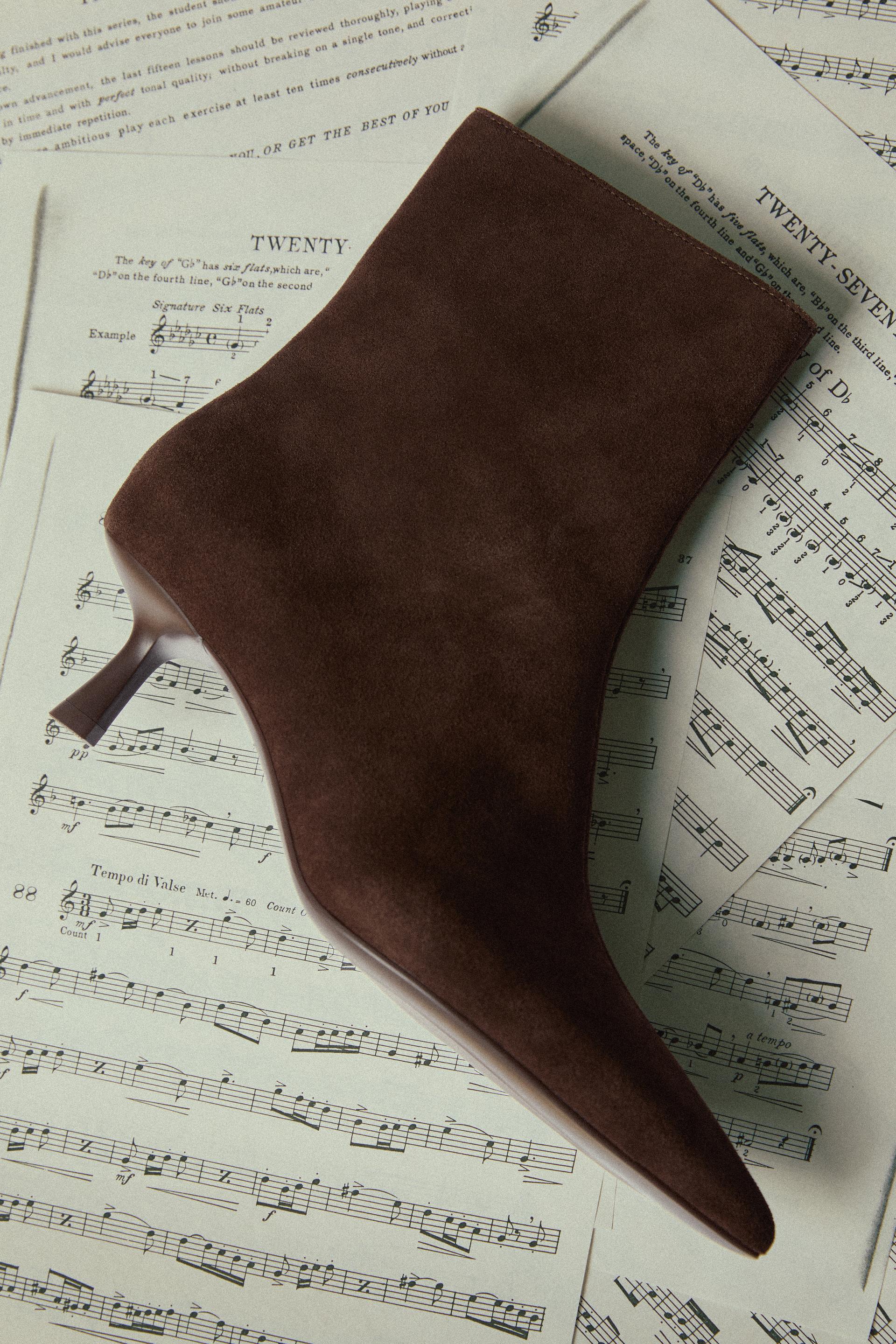 Split Leather Stiletto Heel Ankle Boots