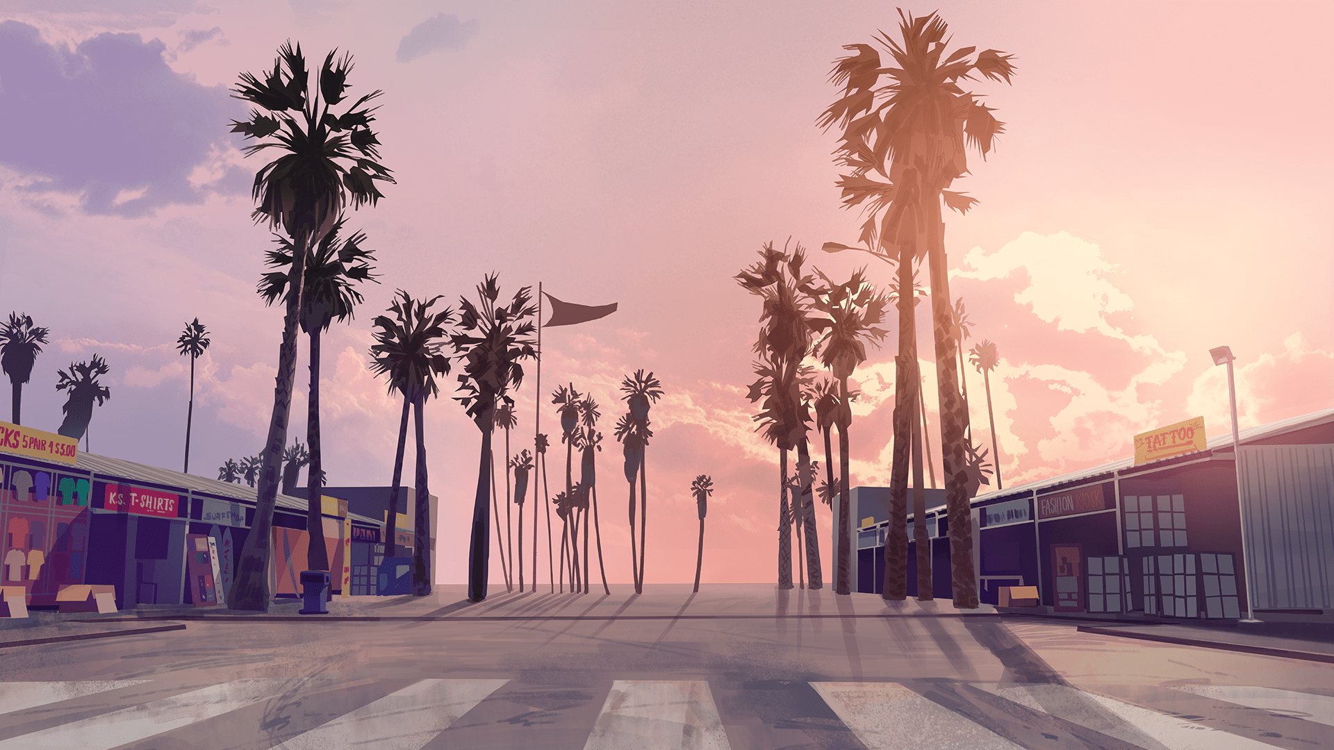 An image showing palm trees in Grand Theft Auto V.
