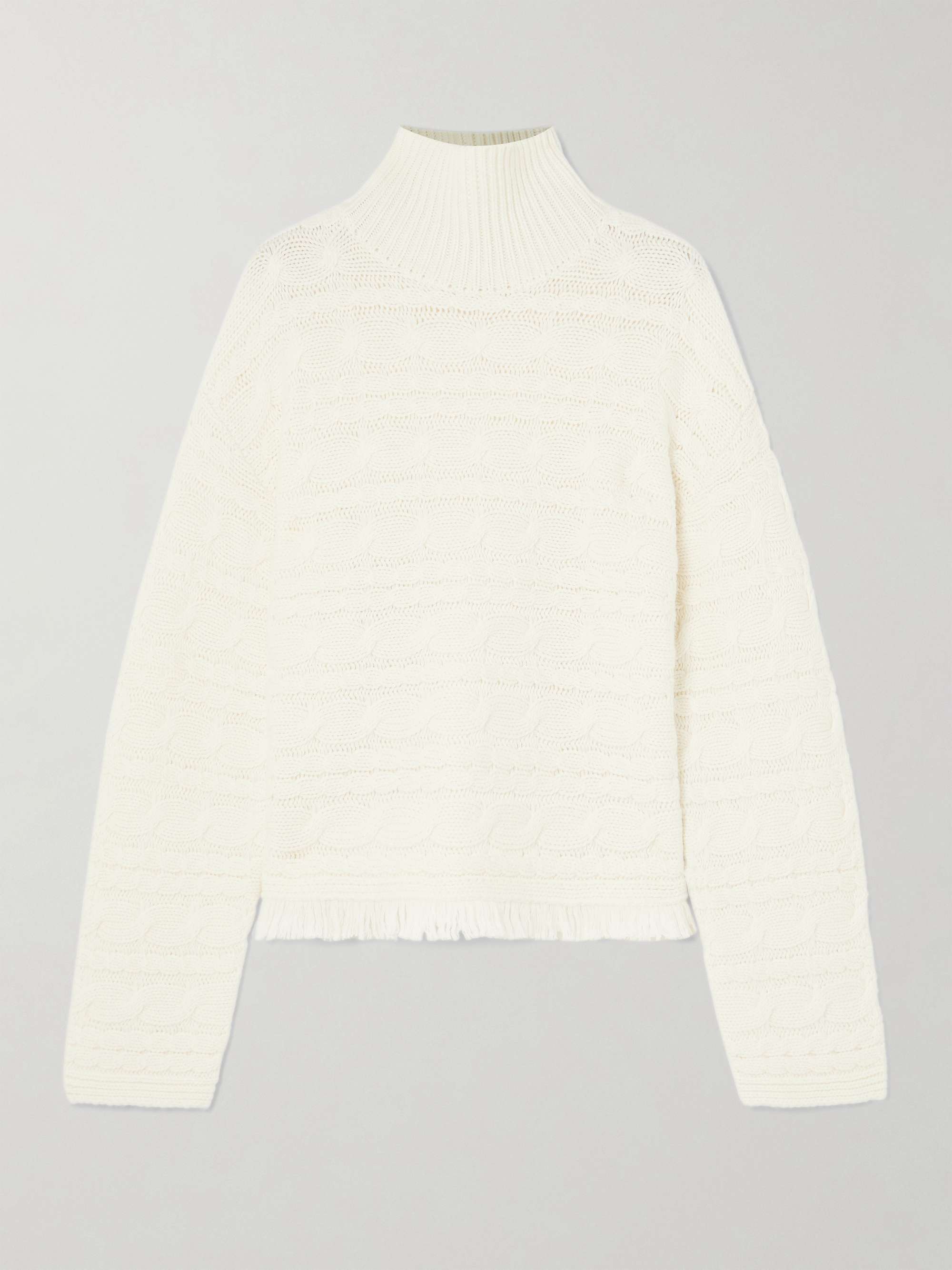 Frayed Cable-Knit Wool and Cashmere-Blend Turtleneck Sweater