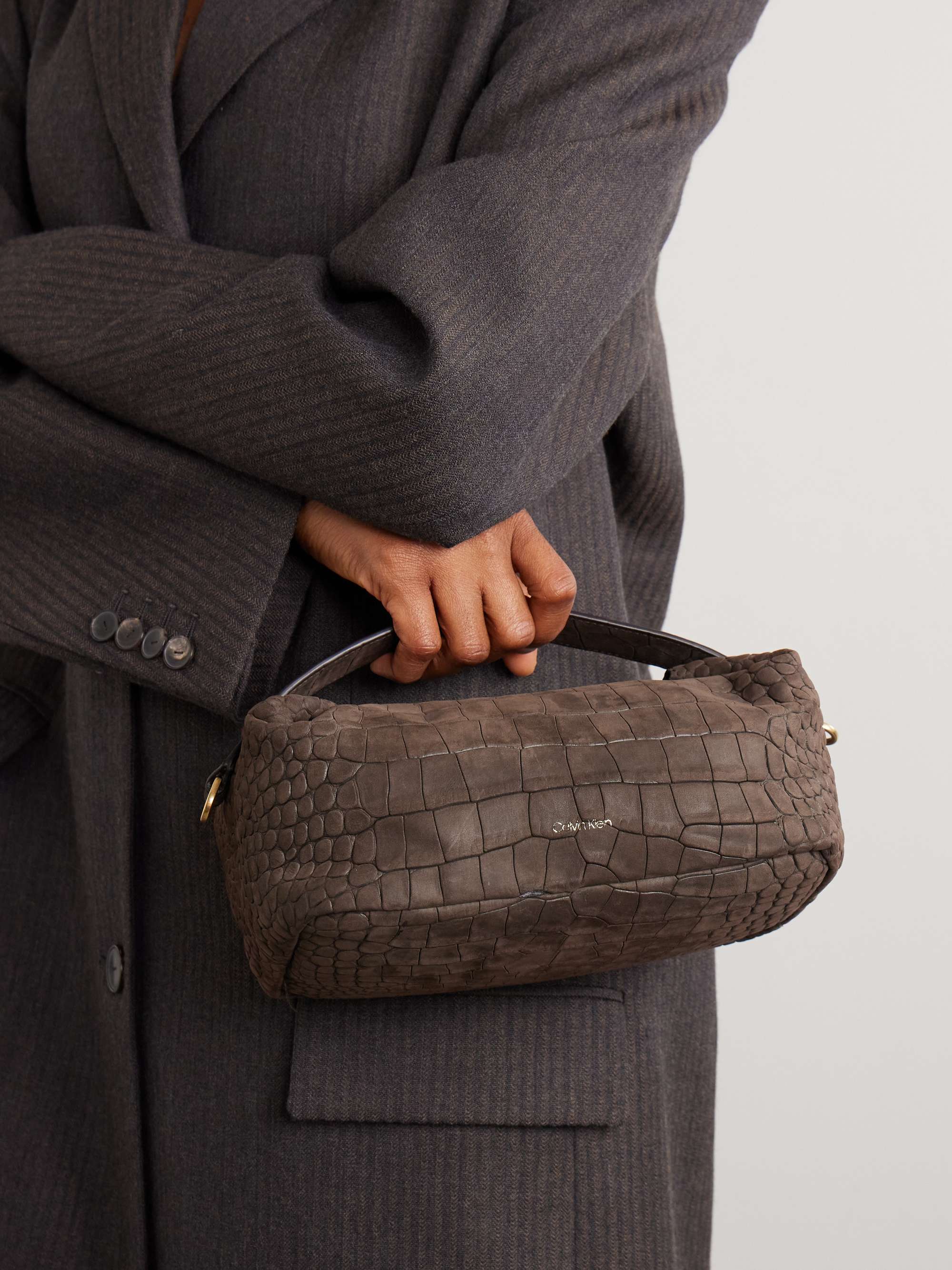 Andy Small Croc-Effect Suede Clutch