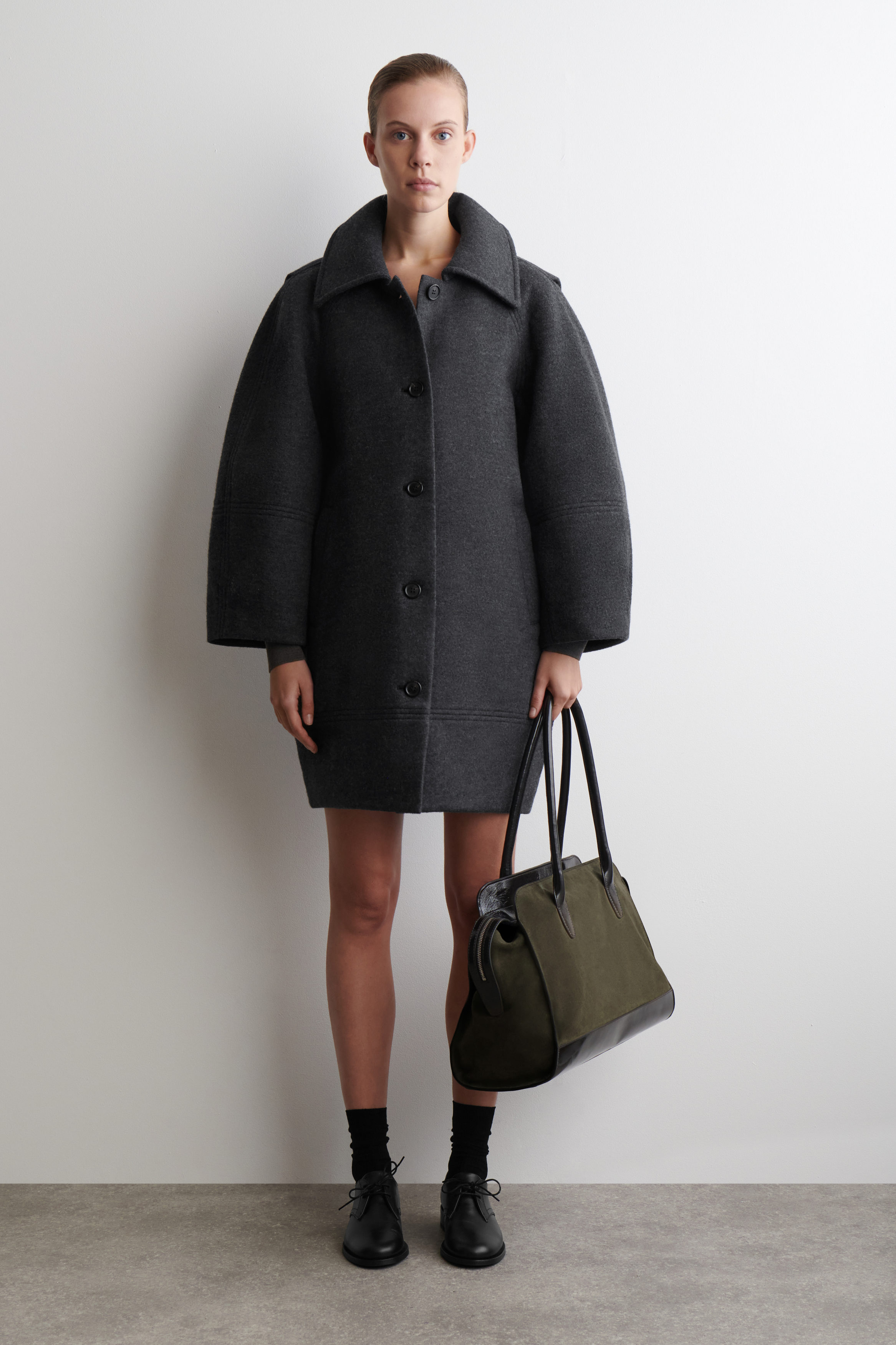 Sculpted Wool-Blend Coat
