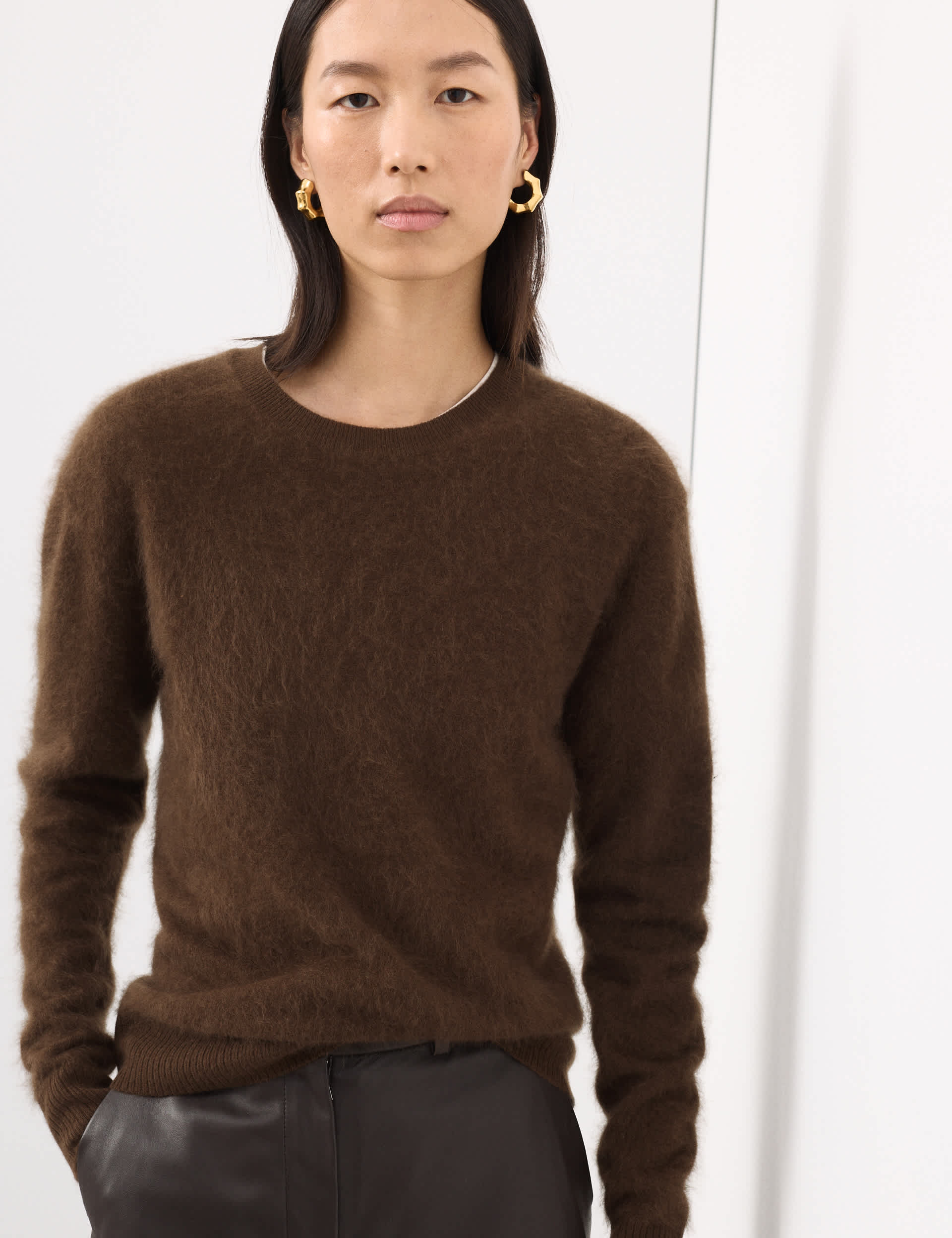 Brushed Wool With Cashmere Crew Neck Jumper