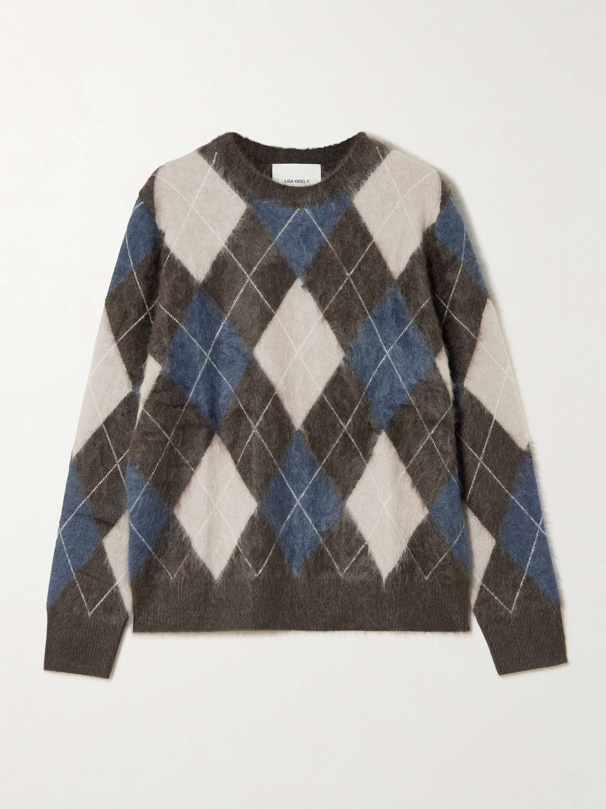 Margy Argyle Brushed-Cashmere Sweater