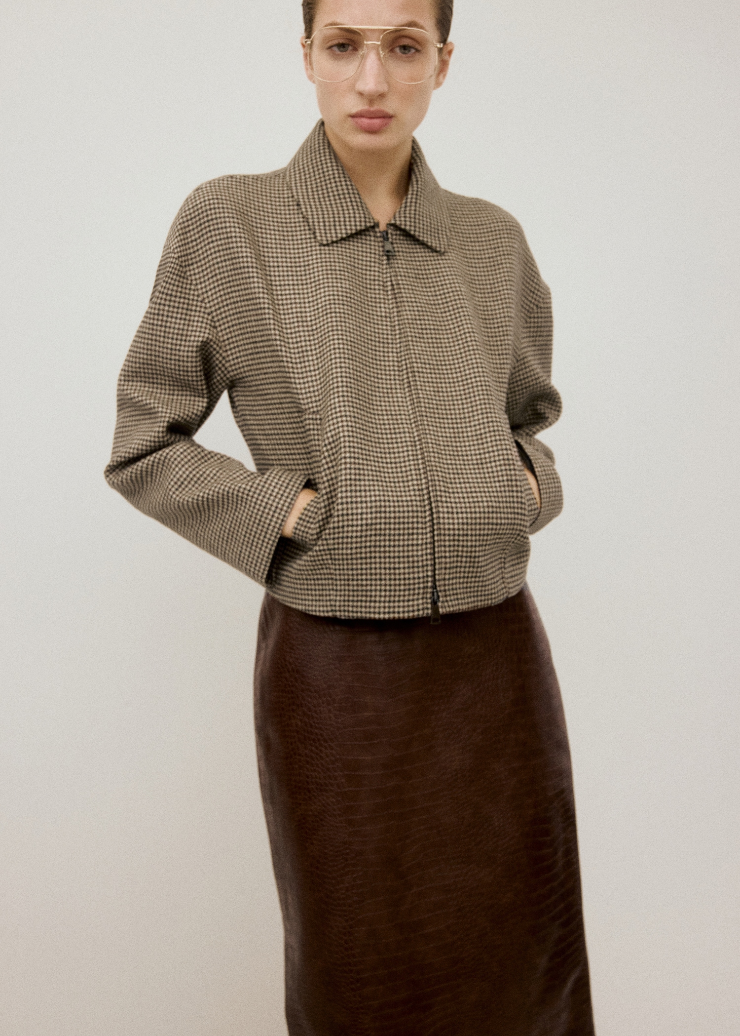 Houndstooth Jacket With Lapels - Women | Mango Usa