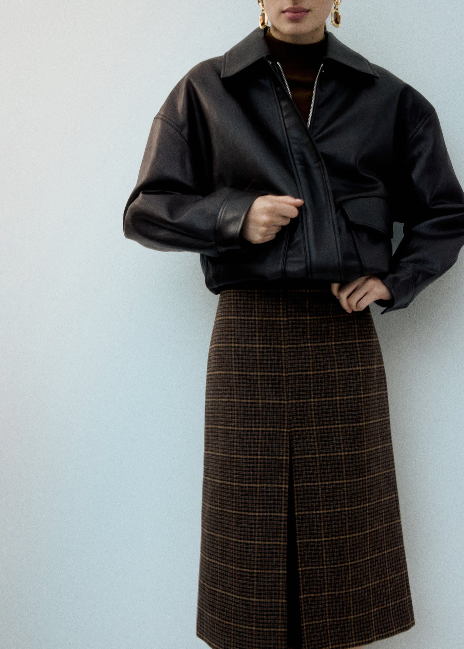 Wool-Blend Check Midi-Skirt - Women | Mango Usa