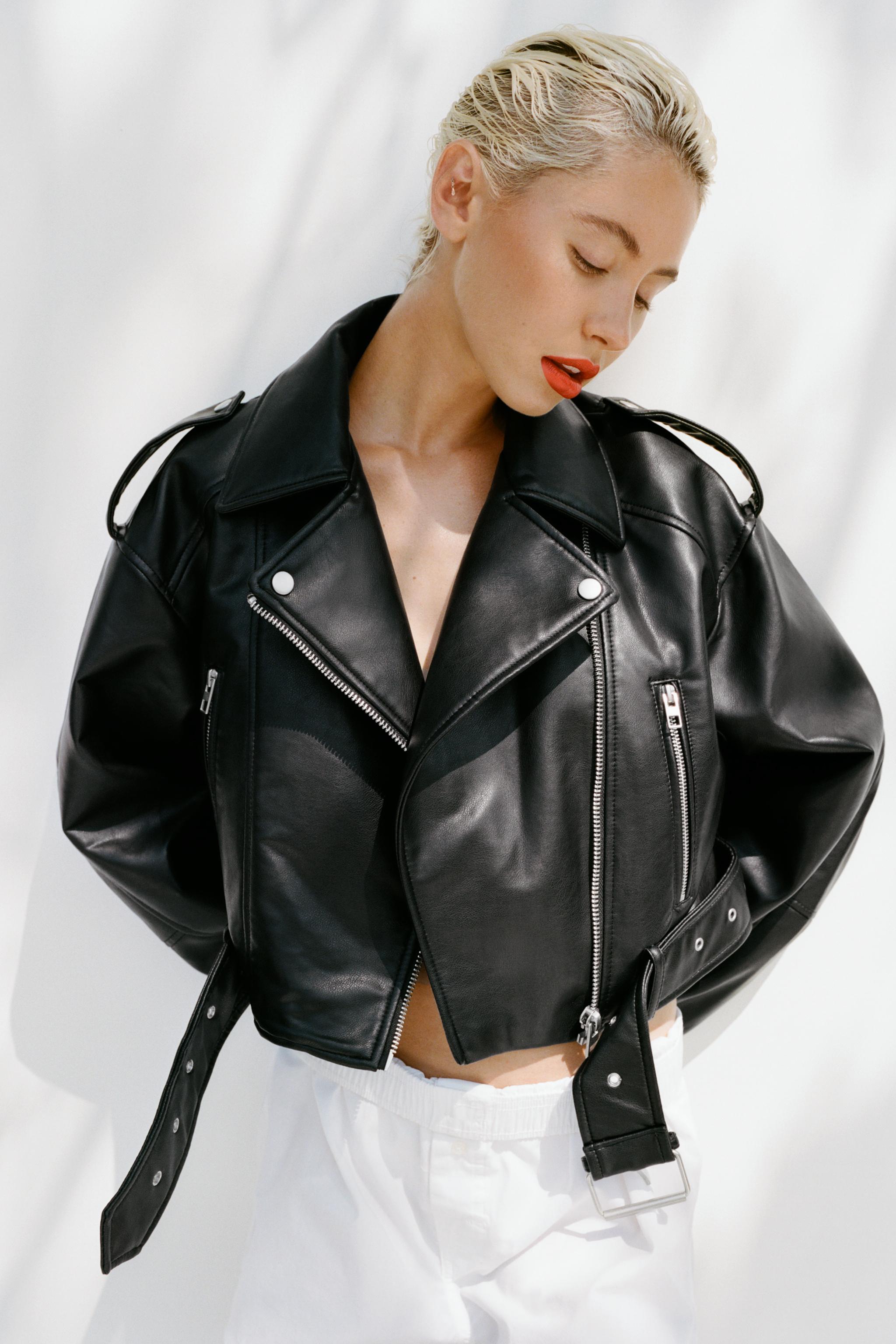 Faux Leather Crop Biker Jacket