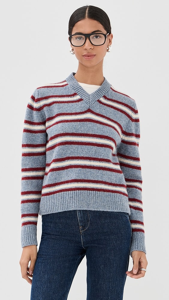 &amp;amp;daughter Shetland Stripe V Neck