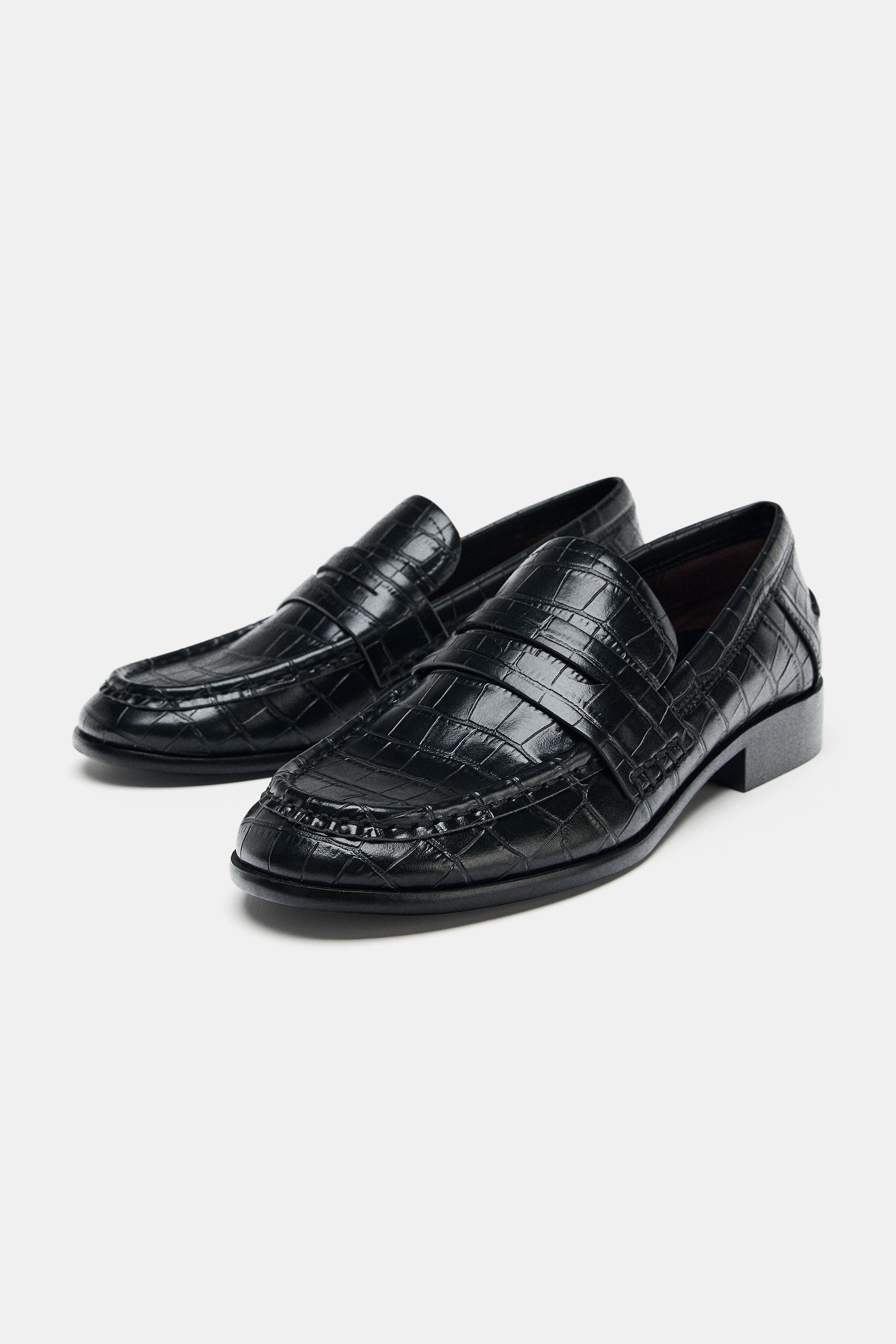 ZARA, Embossed Penny Loafers