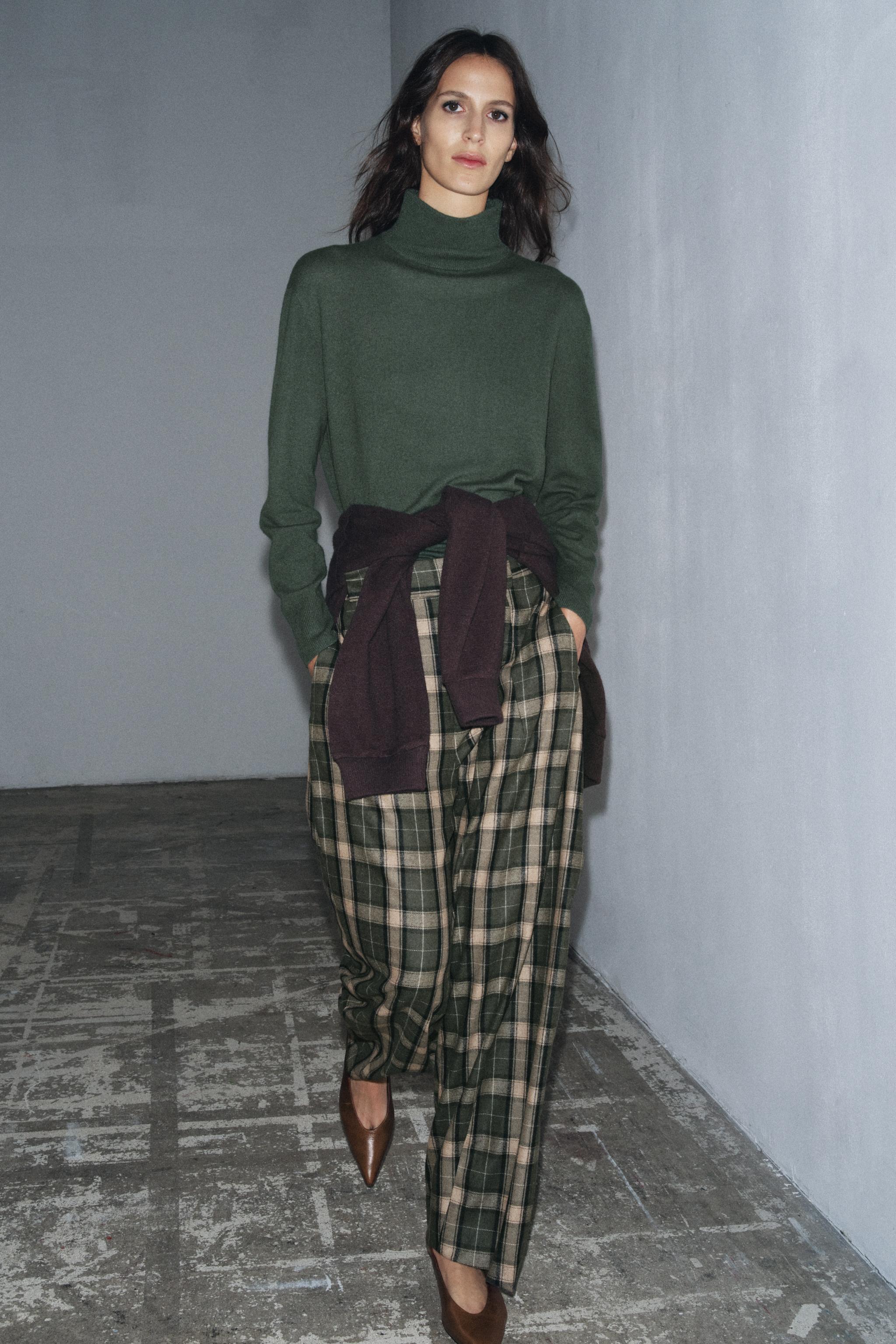 Plaid Wool Pants Zw Collection