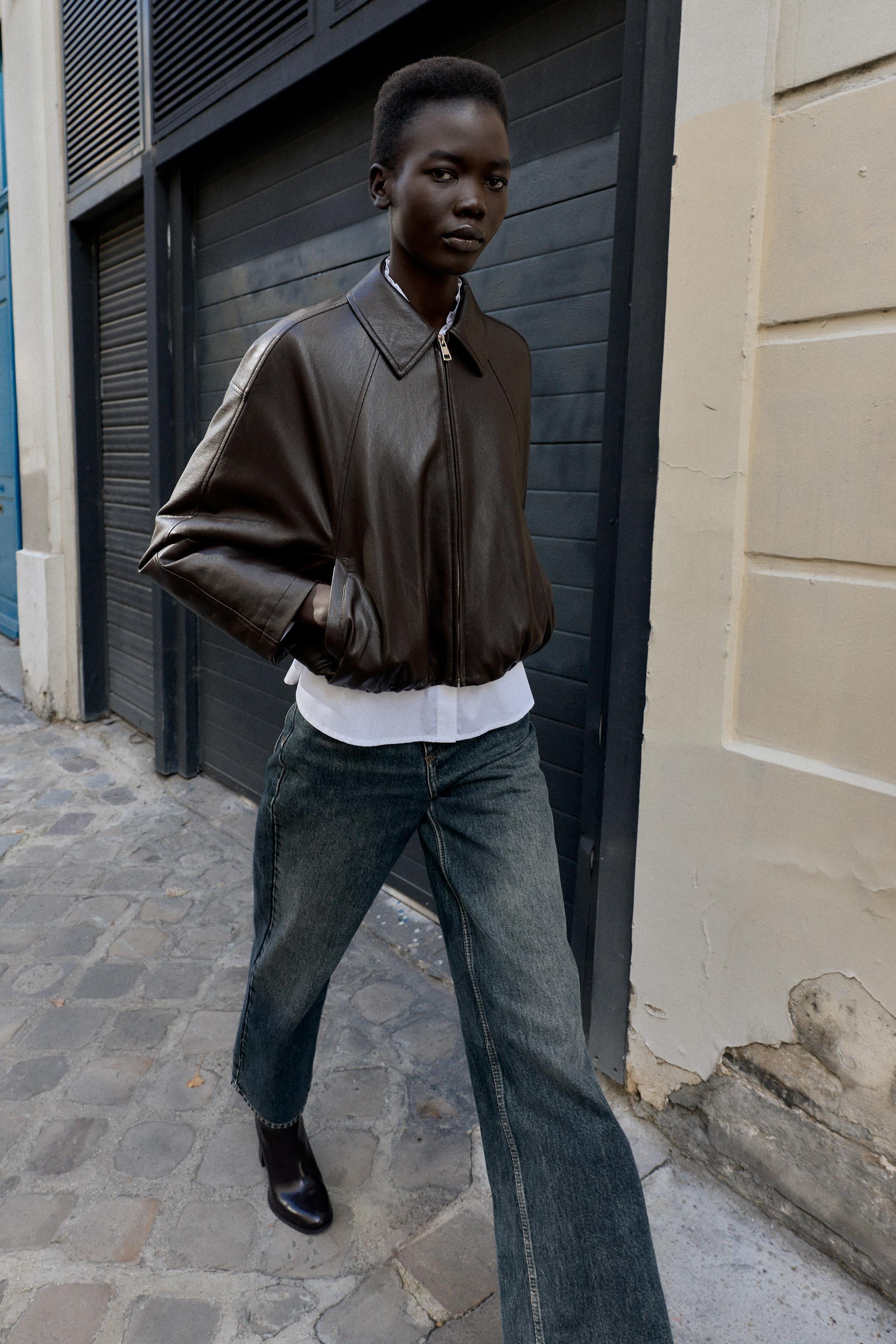 Faux Leather Bomber Jacket