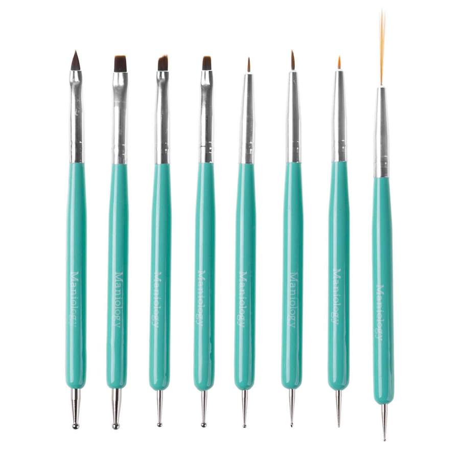 Maniology - Nail Tool - 8pc Dual Sided Nail Art Brush &amp;amp; Dotting Tool Set
