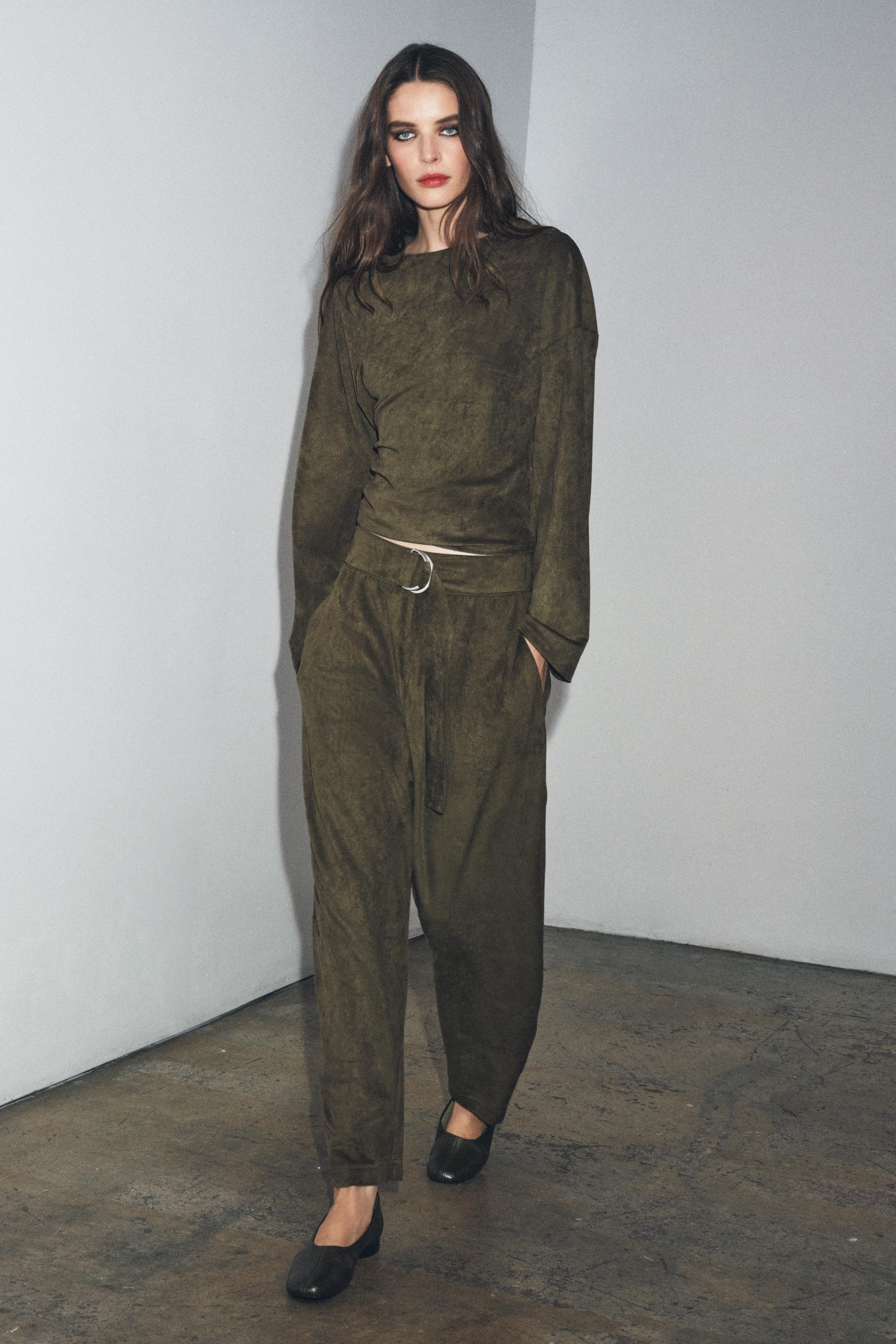 Faux Suede Balloon Pants