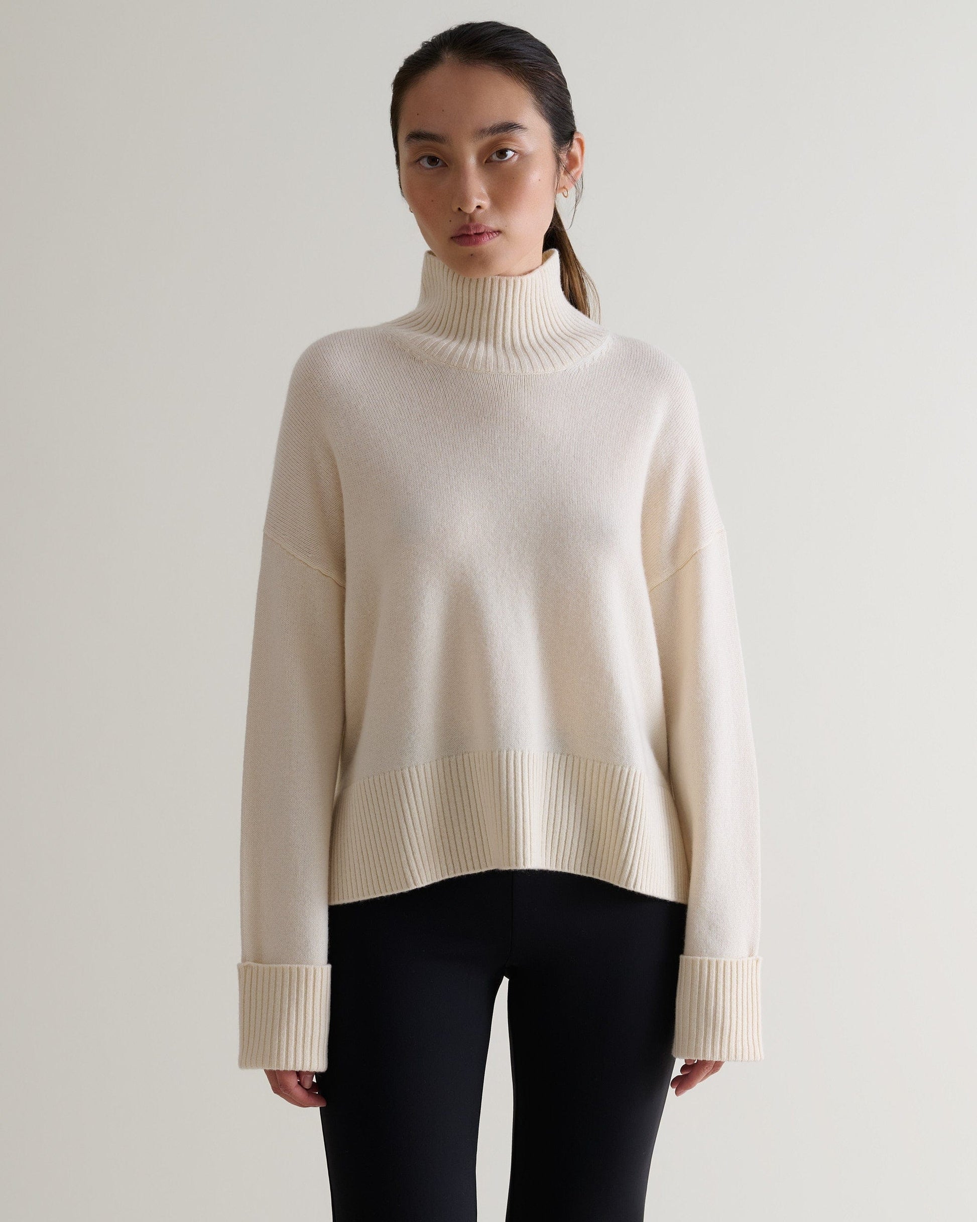Rise &amp;amp; Fall, Buttermilk Cashmere Merino High Neck Jumper
