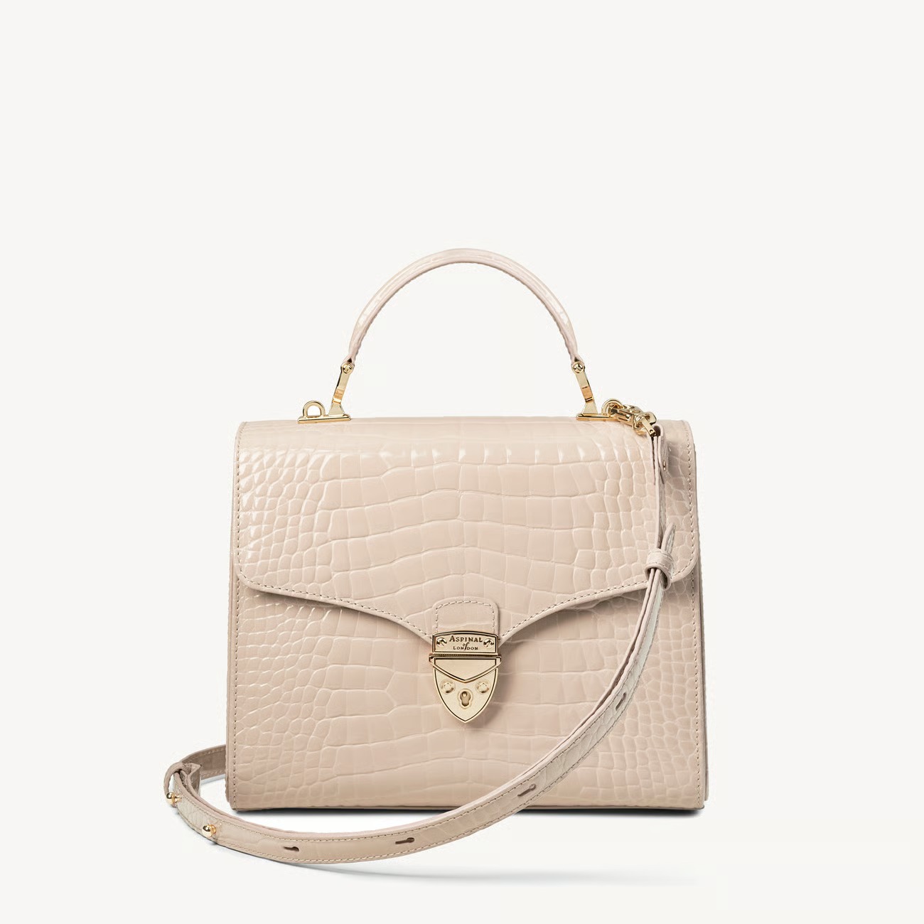 Aspinal of London, Mayfair Ivory Patent Croc