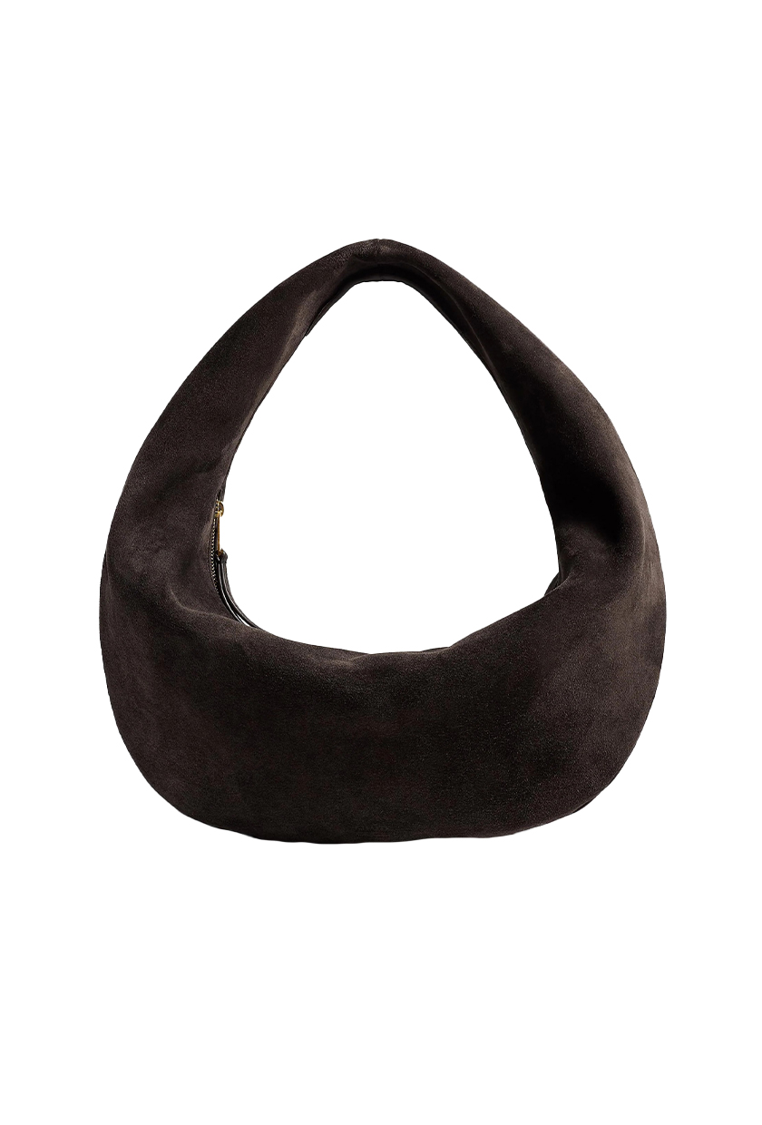 Khaite, Medium Olivia Hobo in Dark Brown Suede