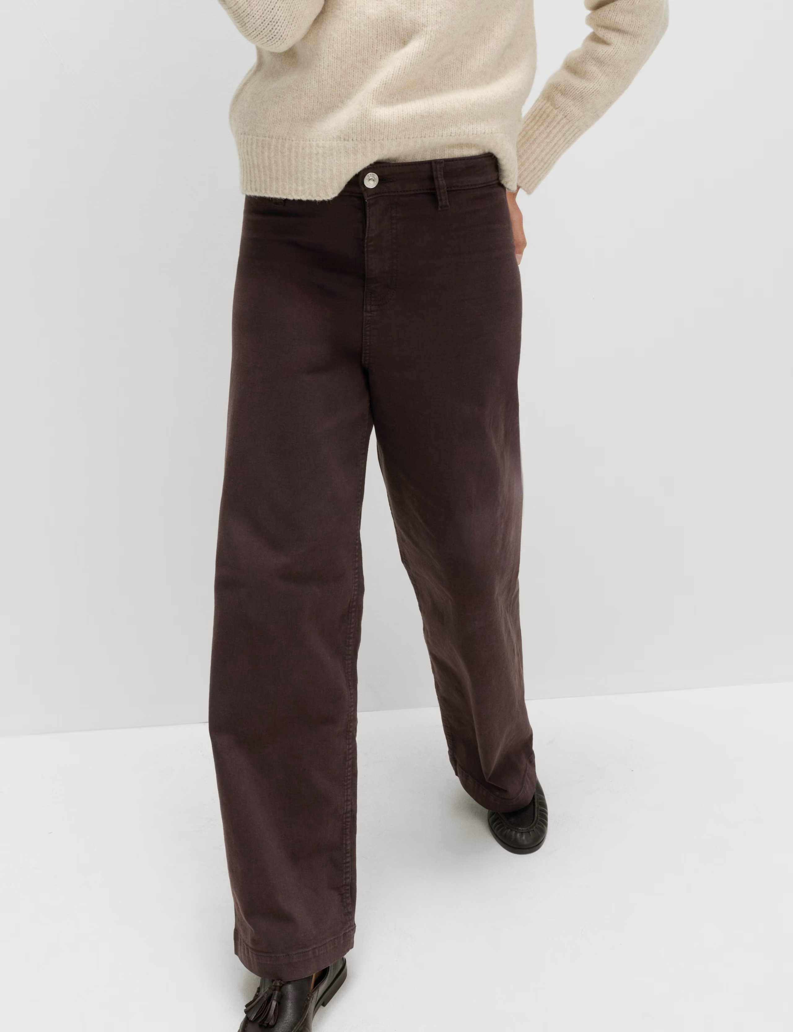 High Waisted Wide Leg Ankle Grazer Jeans