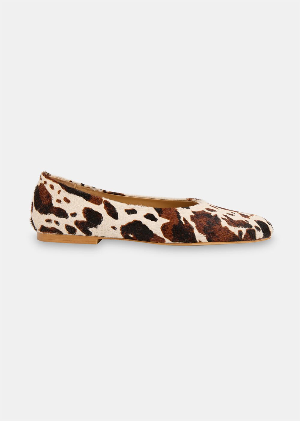 Multicolour Cow Print Hair-On Ballet Pump
