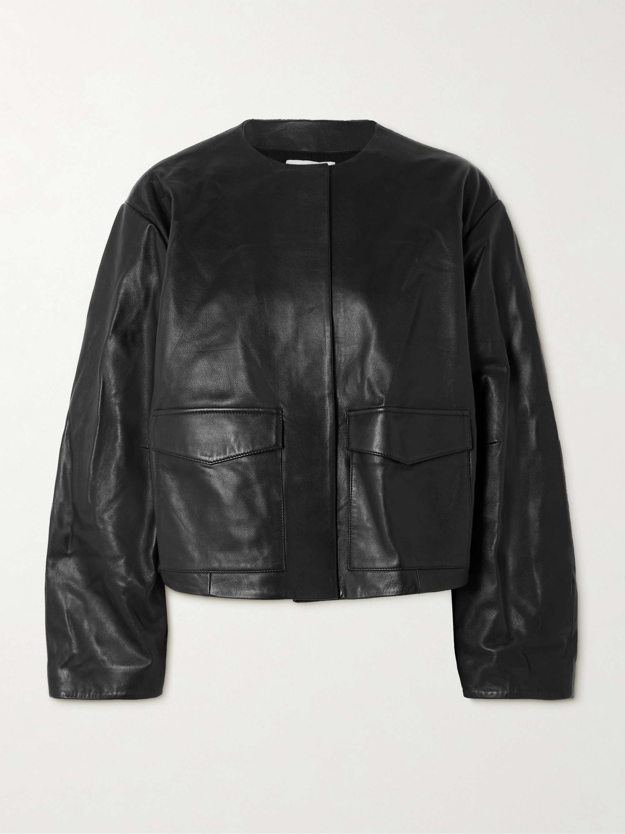 Utility Cocoon Leather Jacket