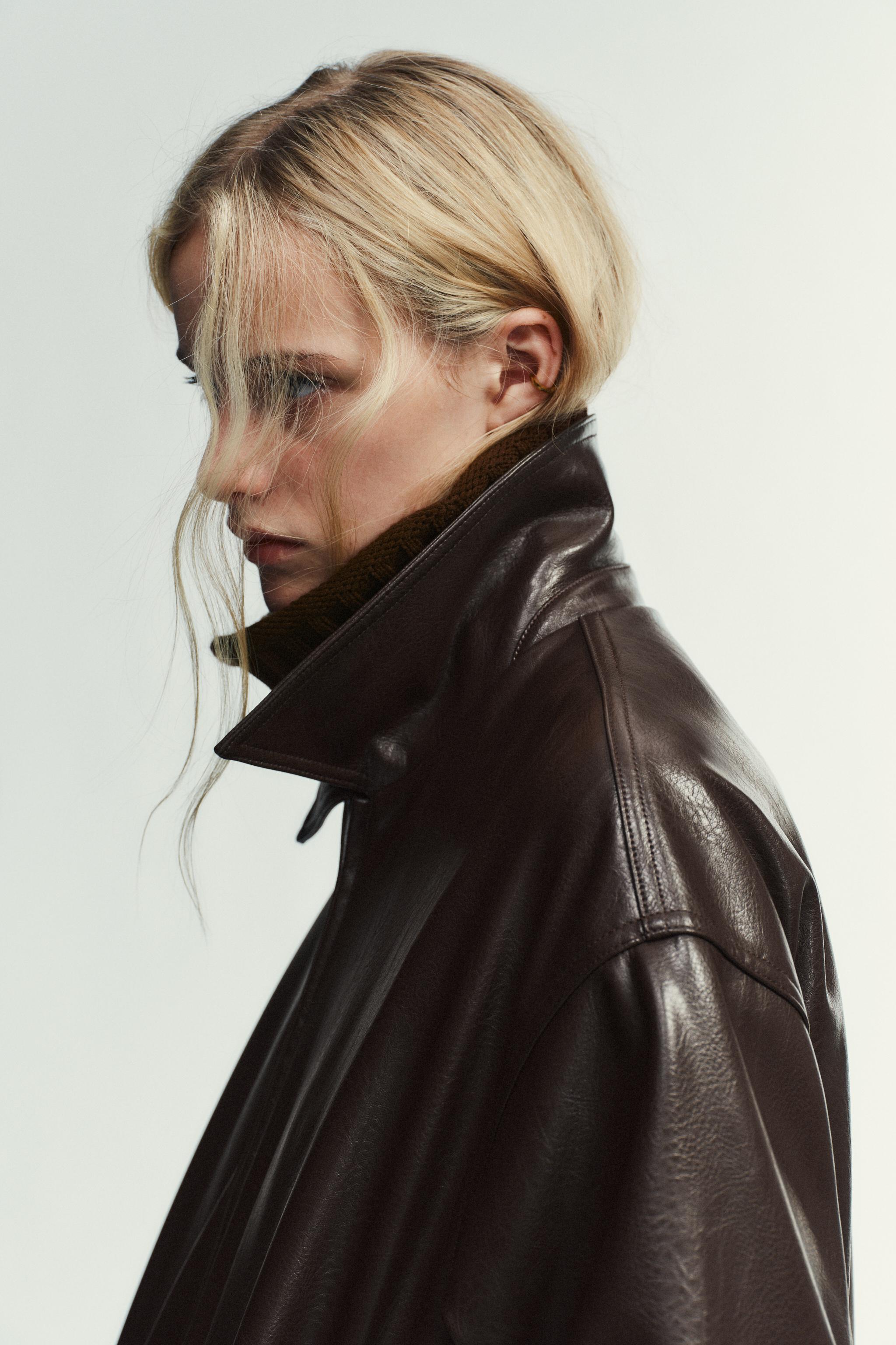 Faux Leather Bomber Jacket