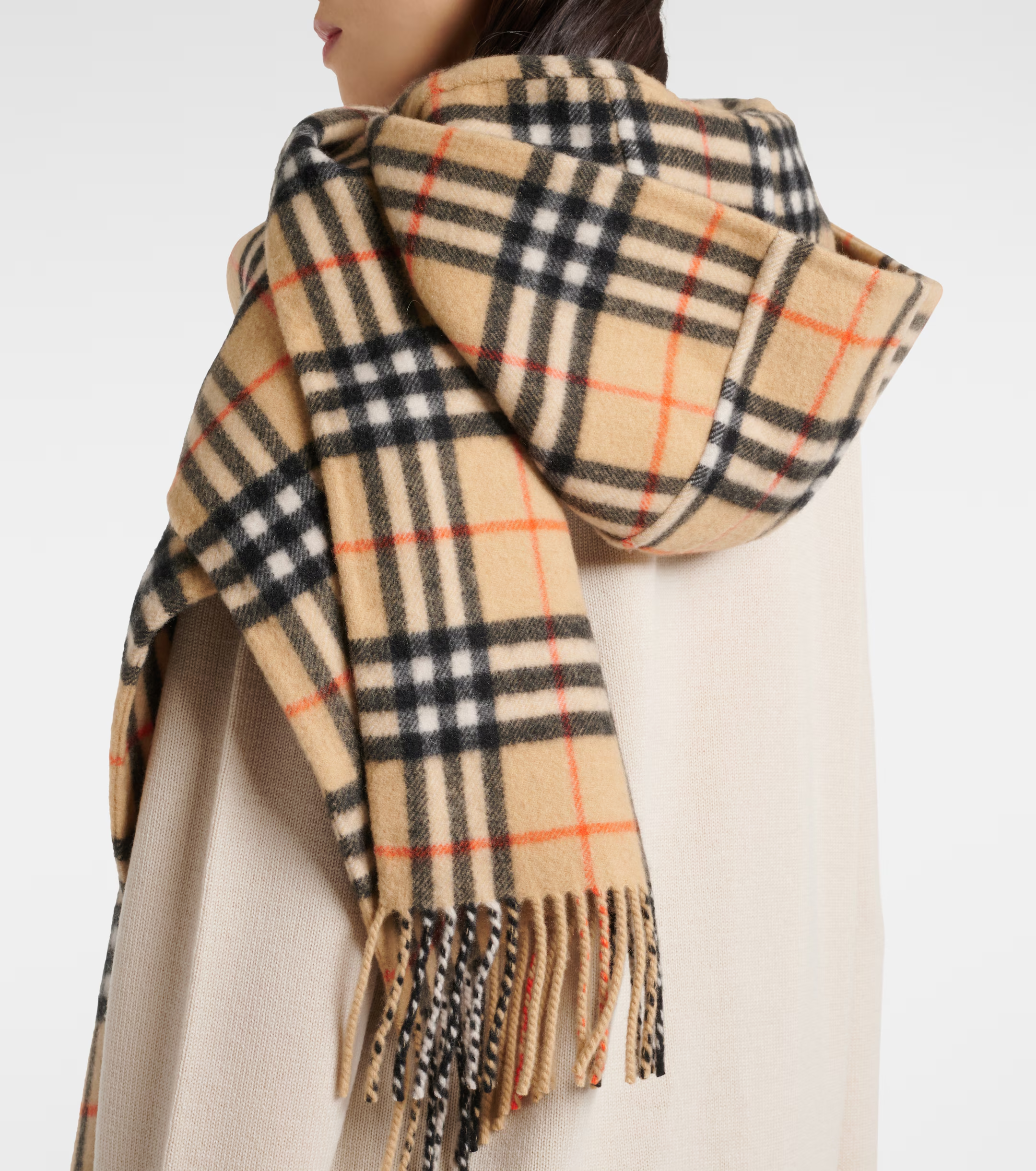 Burberry, Check Cashmere Hooded Scarf
