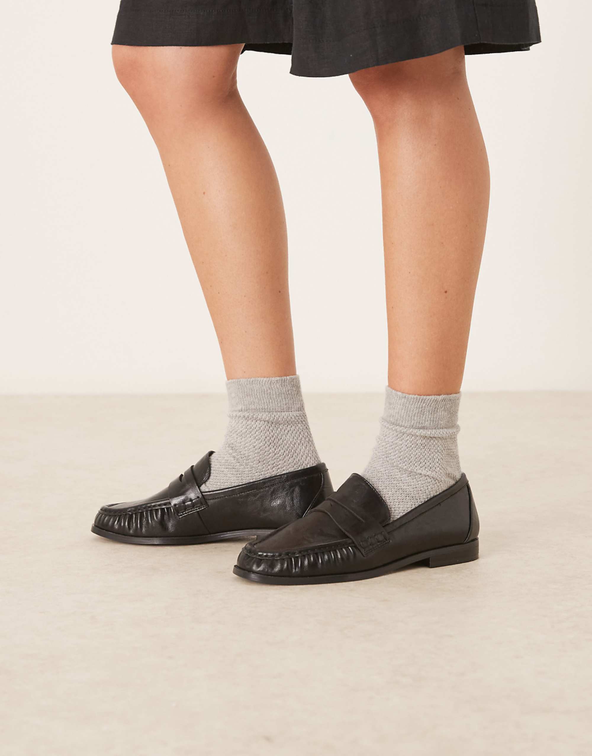 Asos Design Minnie Ruched Detail Loafers in Black