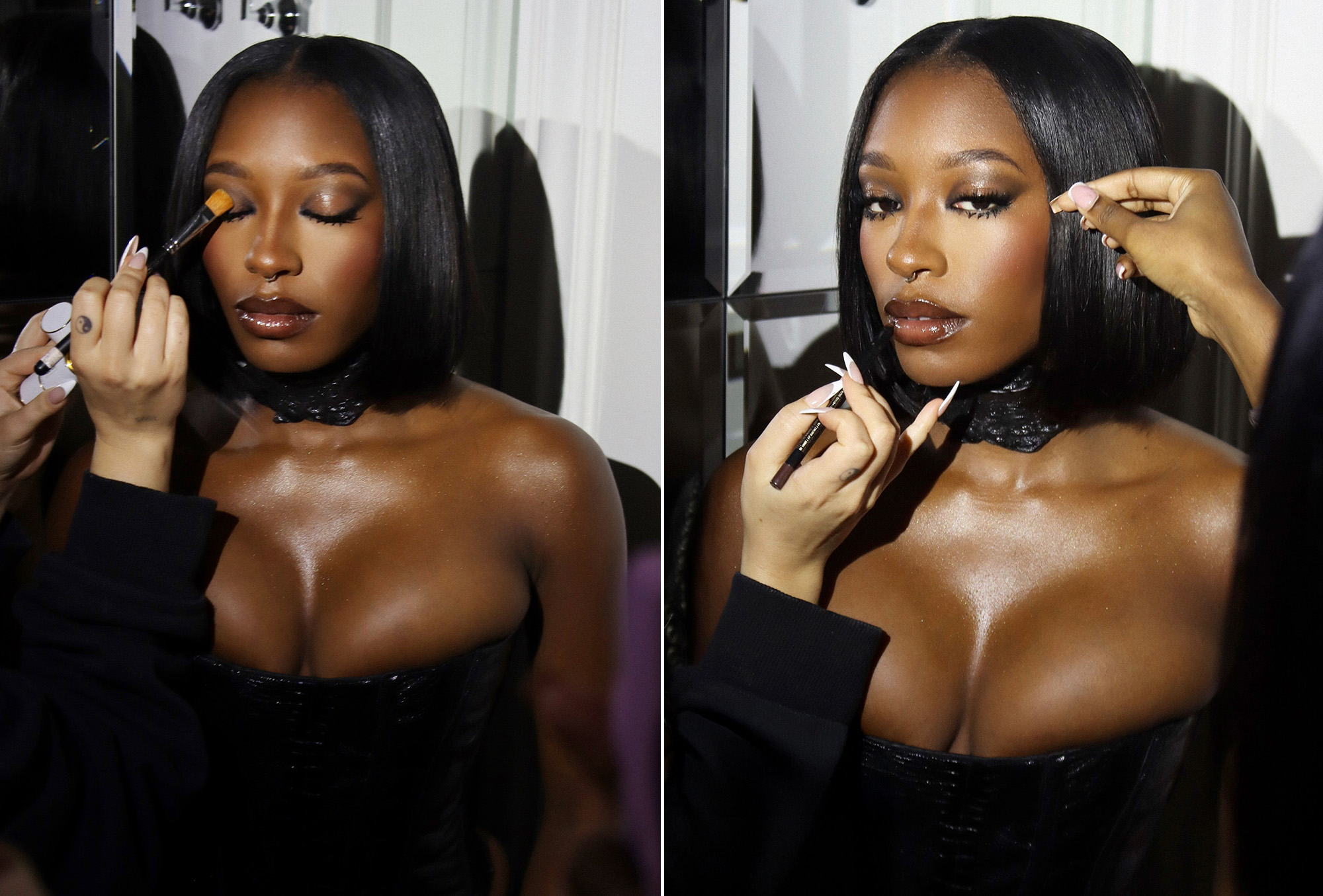 Serena Page gets her makeup done