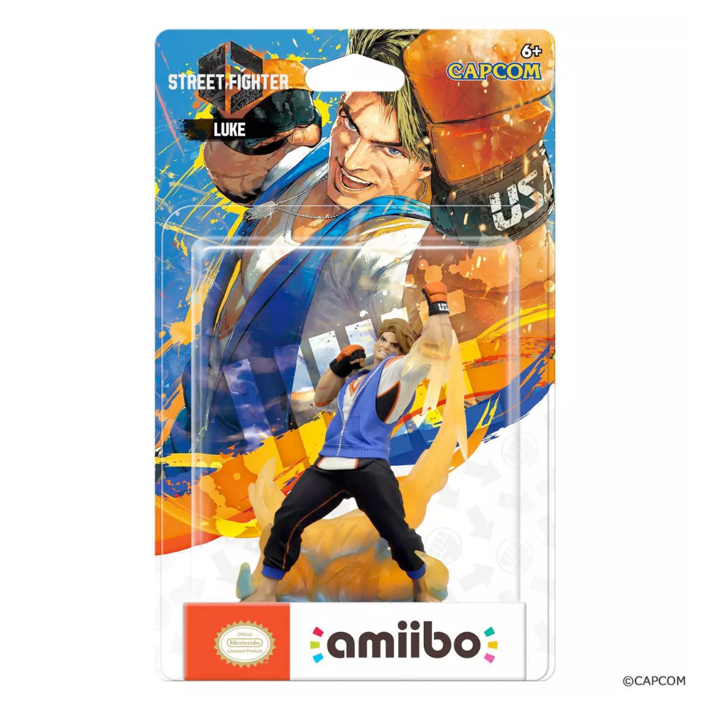 A Luke Amiibo in a box on a plain white background.
