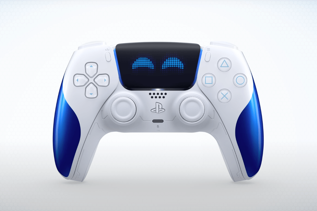 The Astro Bot Joyful DualSense controller on a white background
