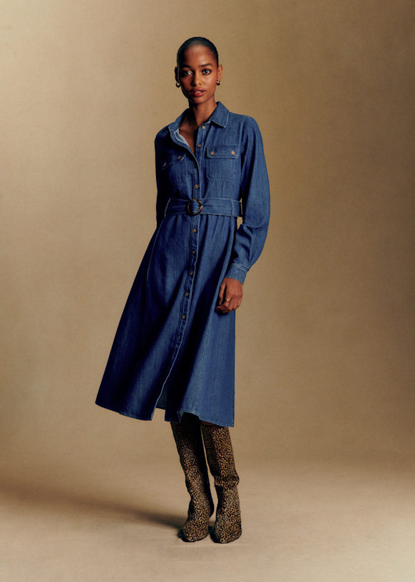 Tea Dress - Deep Blue - Organic Cotton - Organic Textile - S&amp;eacute;zane