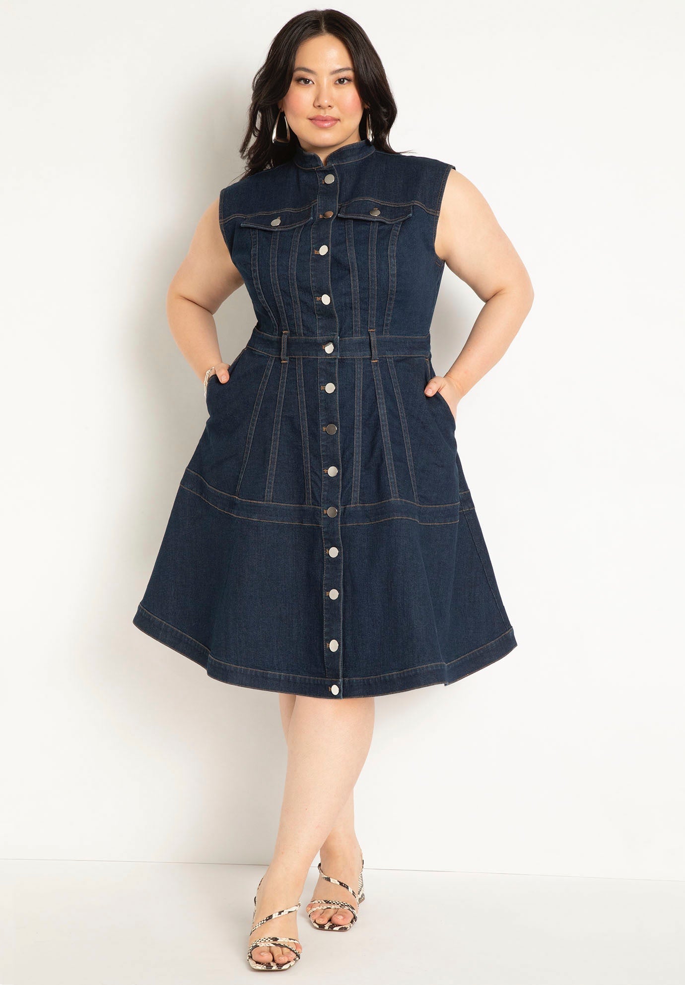 Fit &amp;amp; Flare Denim Dress