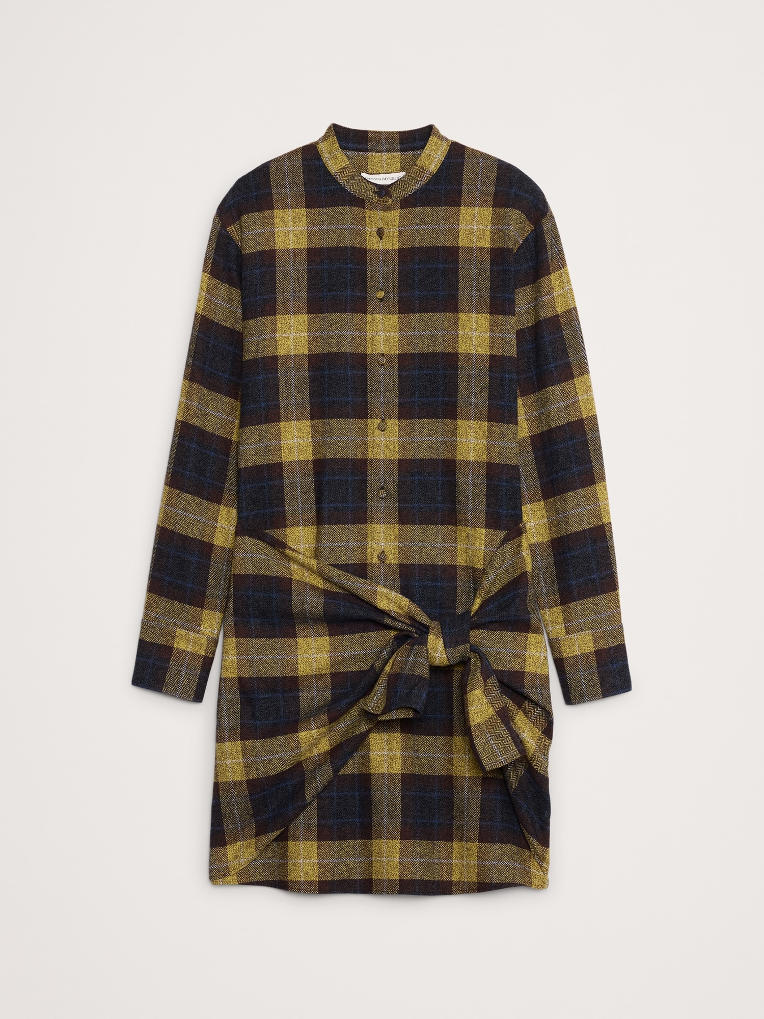 Flannel Tie-Front Shirt Dress