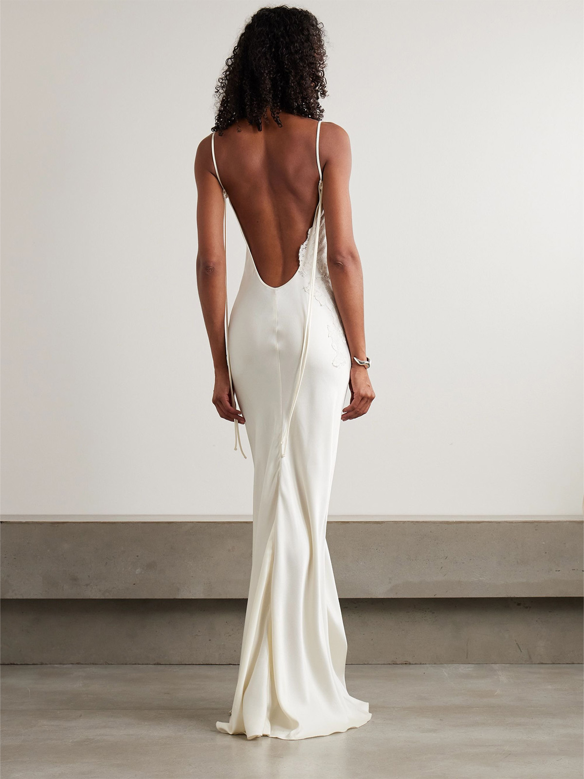 Victoria Beckham, Lace-Trimmed Satin Gown
