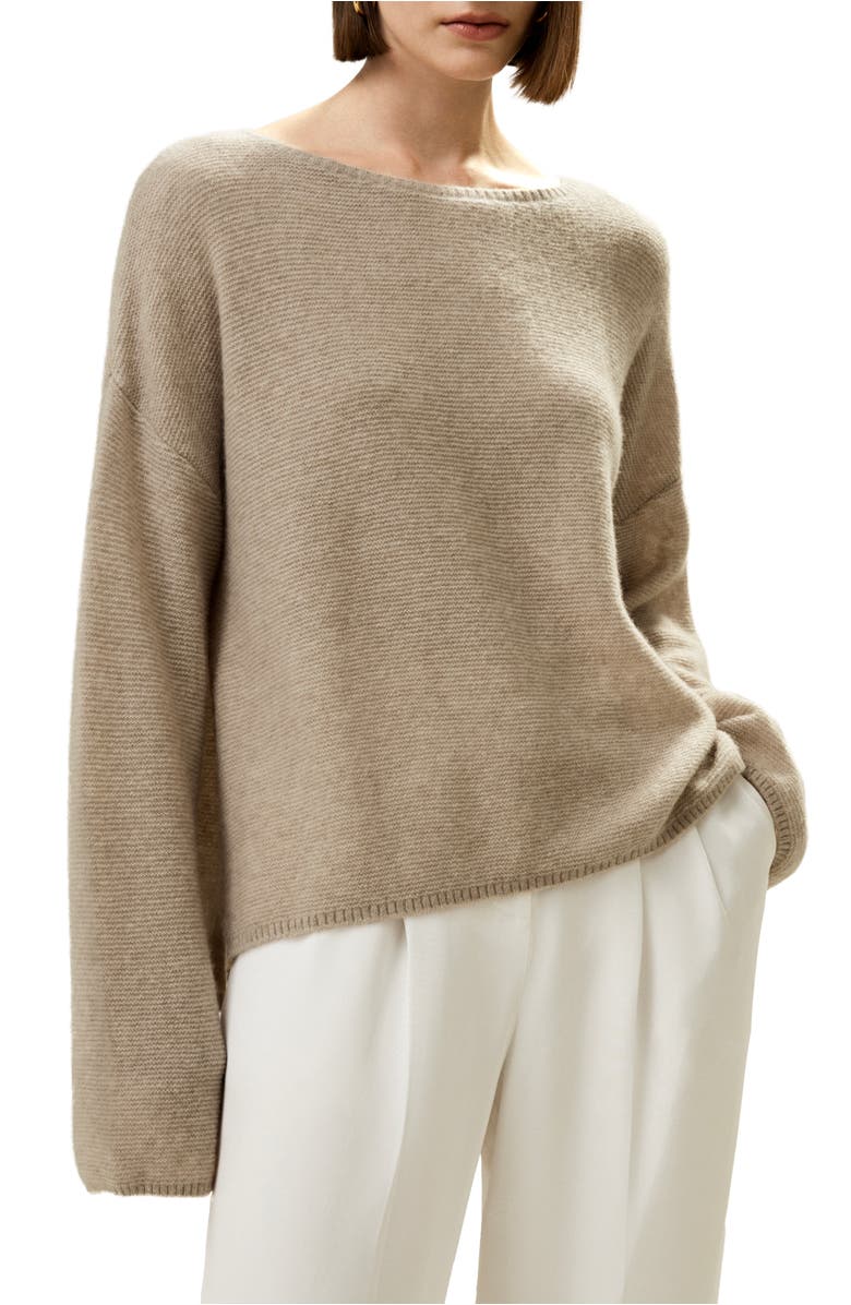 Relaxed Fit Drop-Shoulder Silk Cashmere Blend Sweatshirt