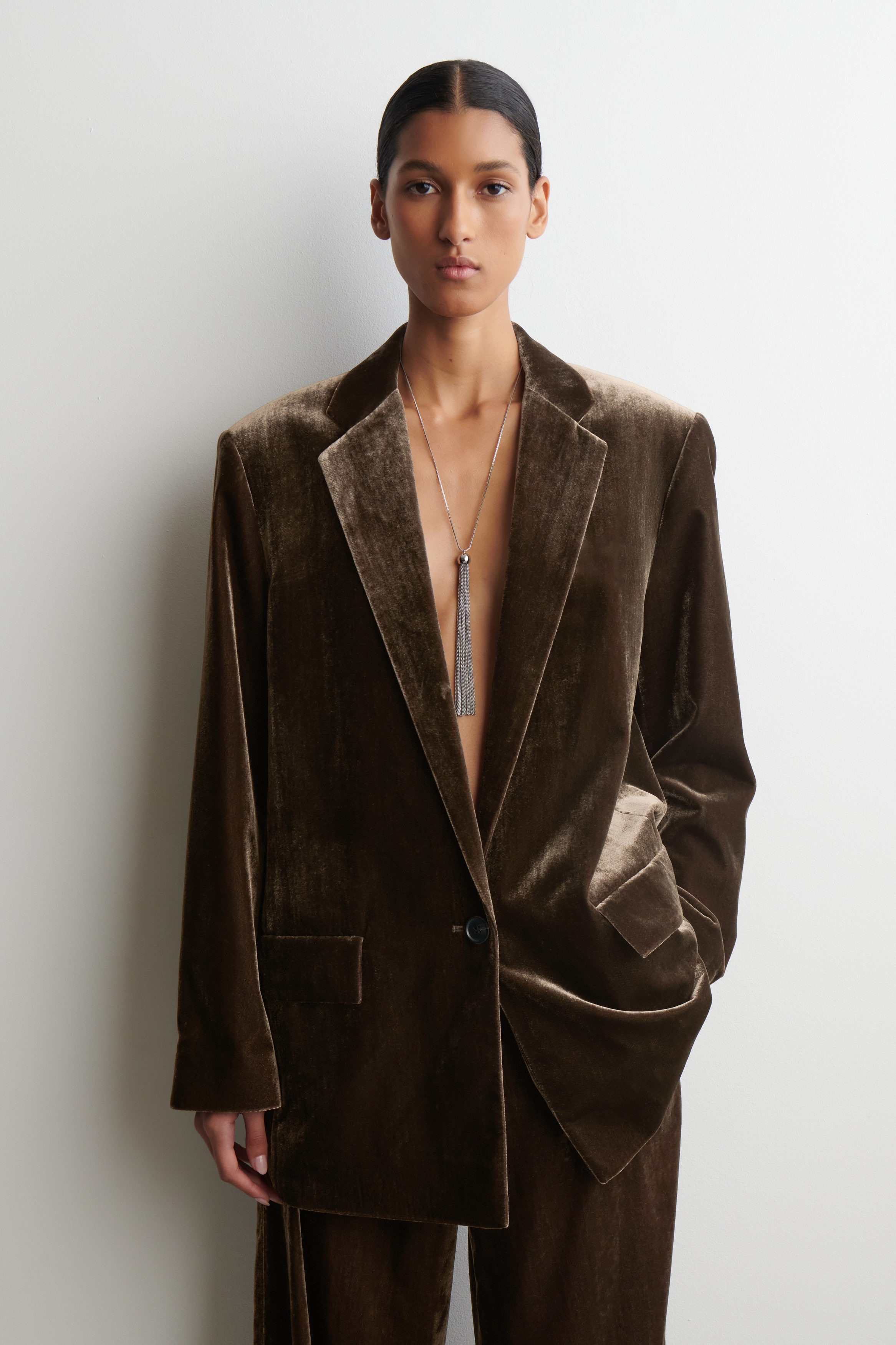 Single-Breasted Velvet Blazer