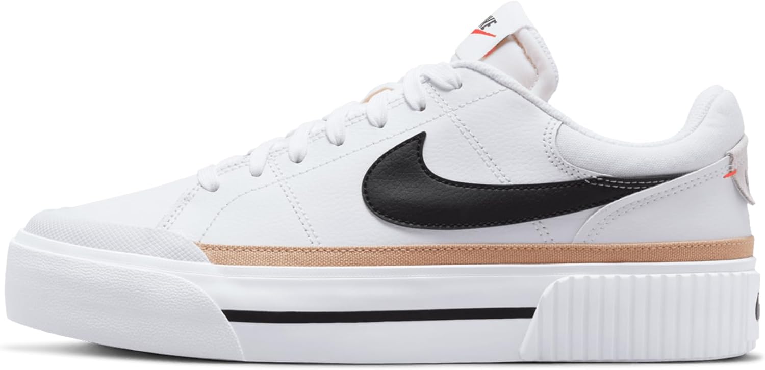 Nike Women&#039;s Court Legacy Lift Shoes, White/black-Hemp-Team Orange, 11.5