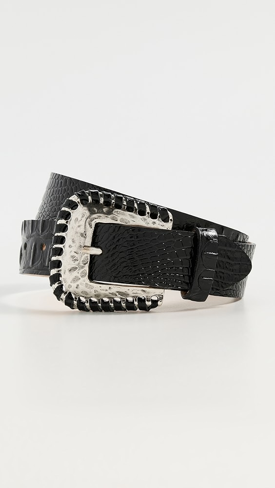 L&#039;agence Brisa Laced Croc Embossed Belt