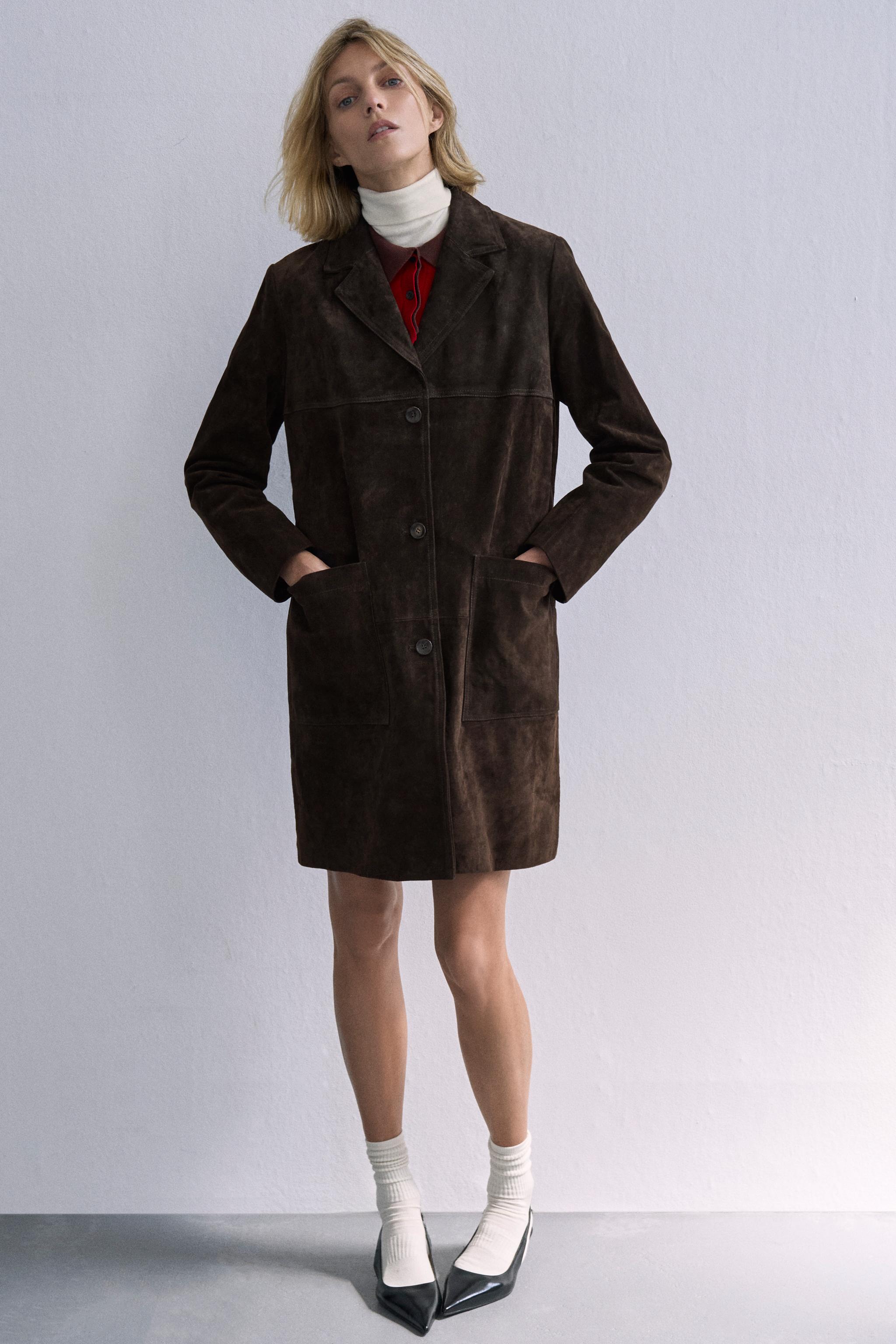 100% Suede Leather Coat Zw Collection Limited Edition